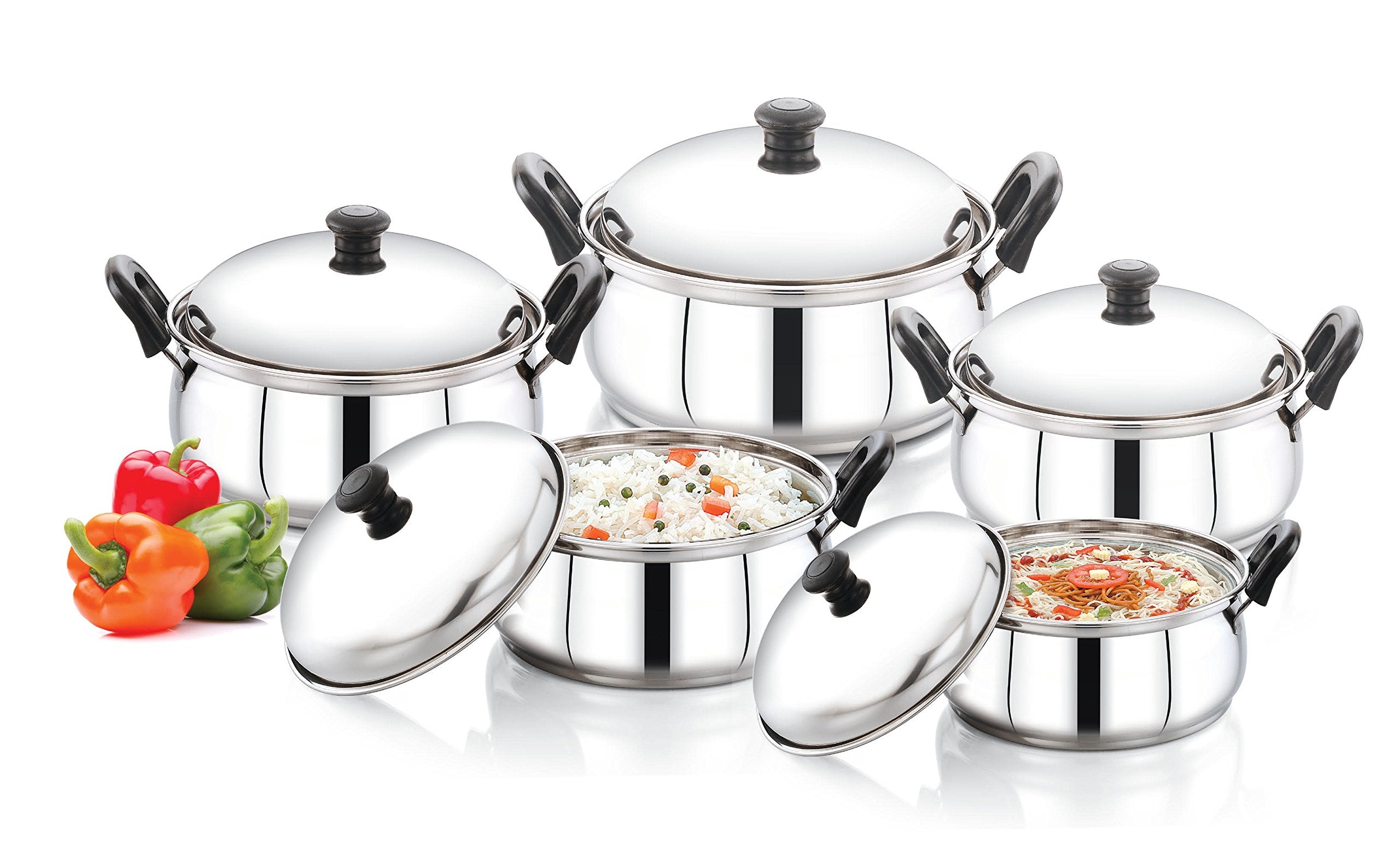 Pigeon - Kitchen Star Stainless Steel Cook And Serve Handi Set (5 - Pieces, Silver)