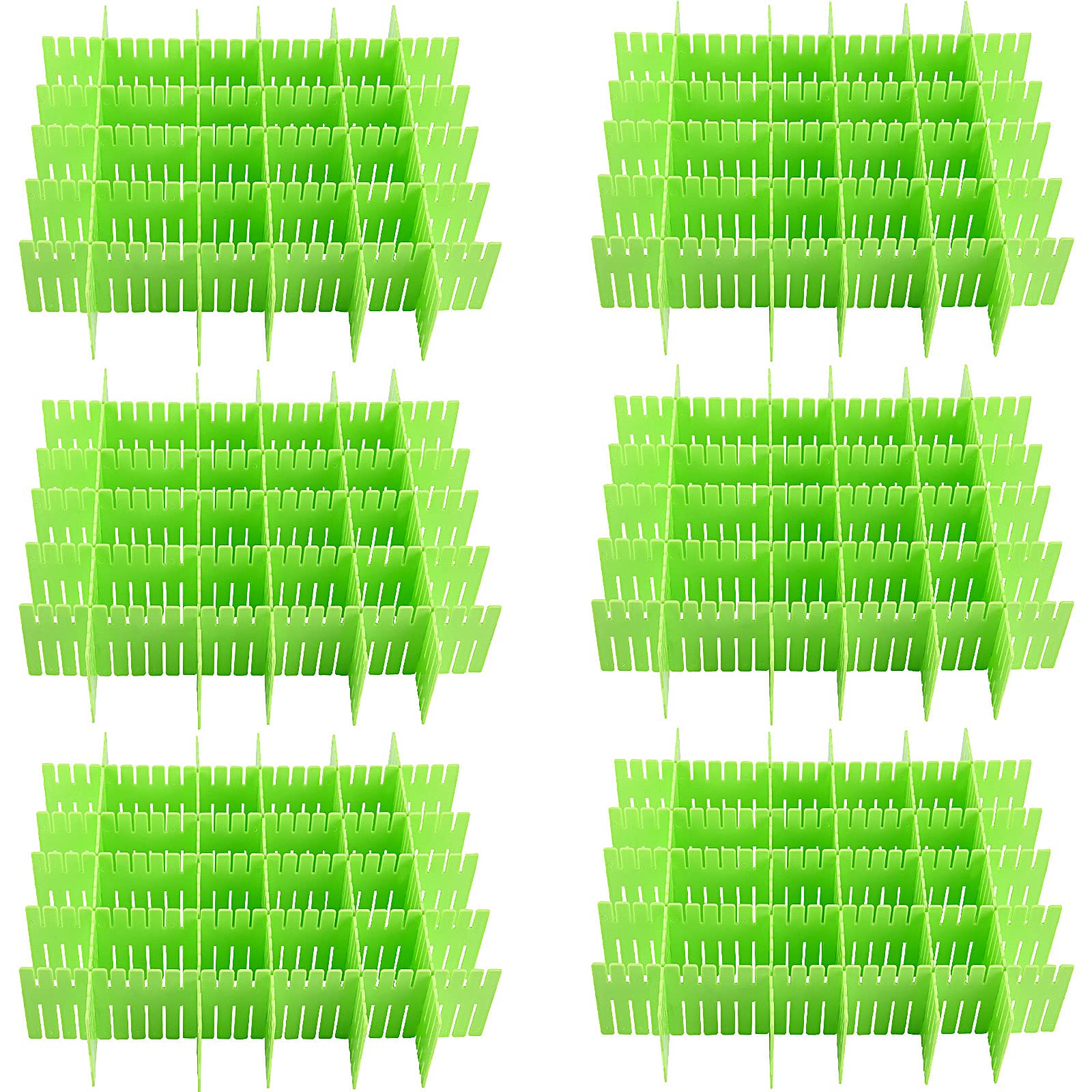 ZOENHOU 60 PCS Green Drawer Dividers, 12.6 x 2.8 Inch Adjustable Premium Plastic Drawer Divider Organizers for Makeup Drawers De