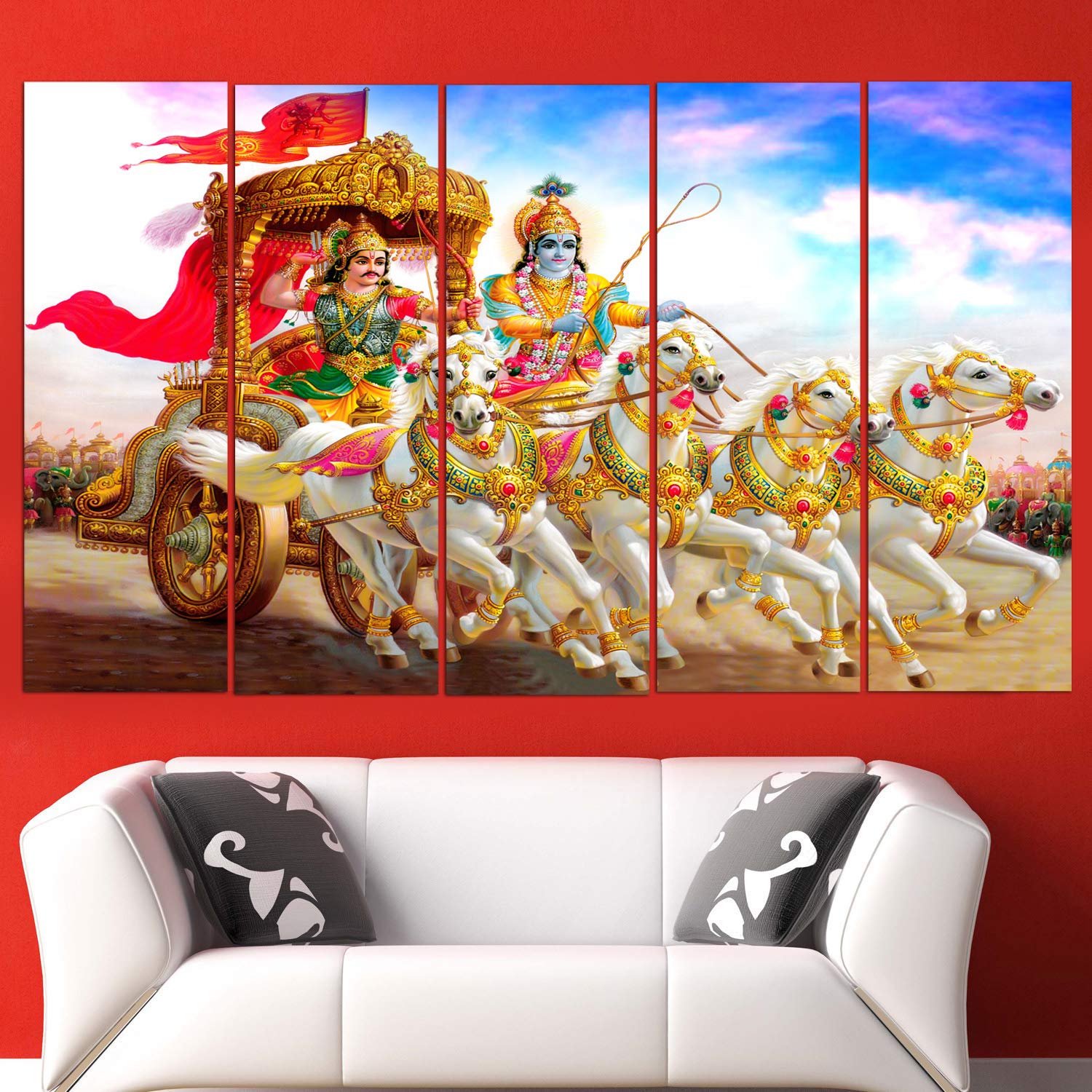 Maxstone Improve Your Place Wall Painting Digital Multiple Pannal (Multicolour, 60 X 30 Inch) Vynl, Sparkle Effects,Wall Paintin