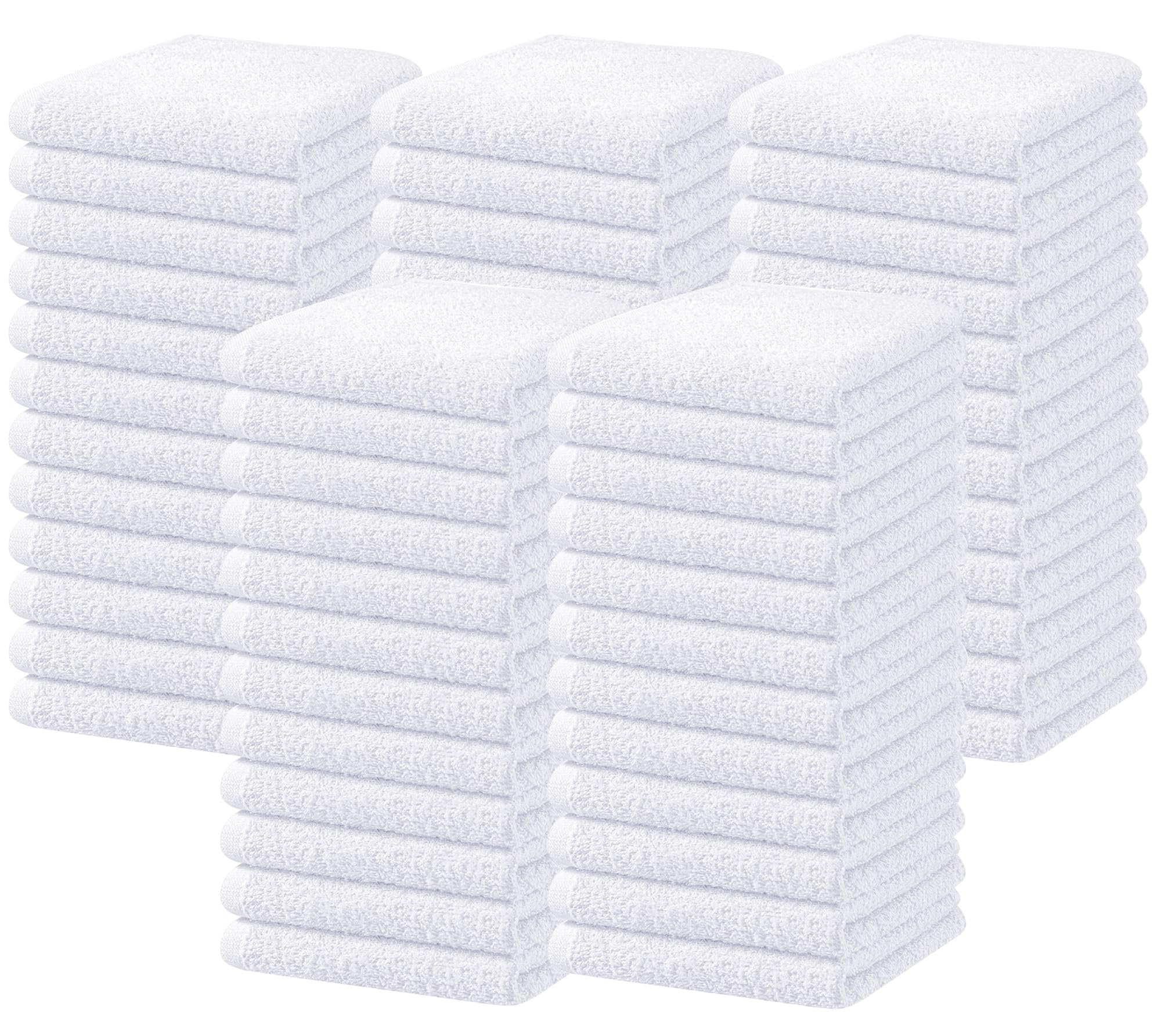 Oakias 100% Cotton Wash Cloths 60 Pack White - 12 X 12 Inches Ring Spun Cotton Facial Towels - Highly Absorbent Quick Dry Spa To