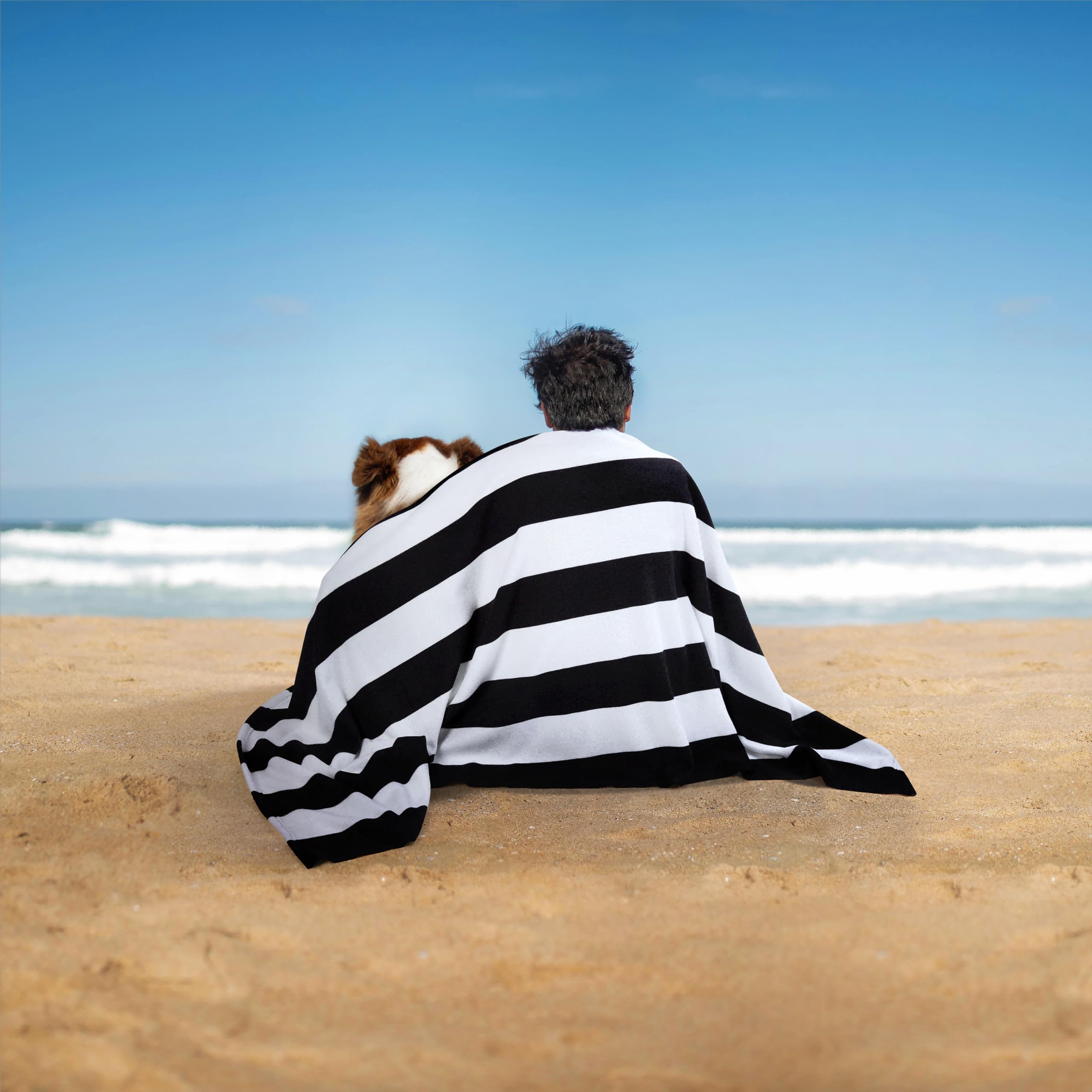 Wilfa Extra Large Beach Towel - Oversized Mircofiber Beach Towel 40'' X 70'', Xl Striped Lightweight Pool Towel, Big Cabana Swim