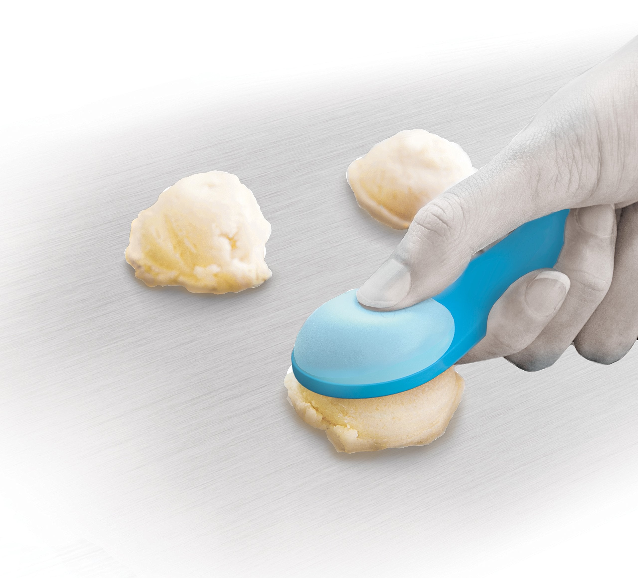 Talisman Designs 2 Piece Set, Bpa-Free Silicone Cookie Scoop And Scraper Spatulas Blue