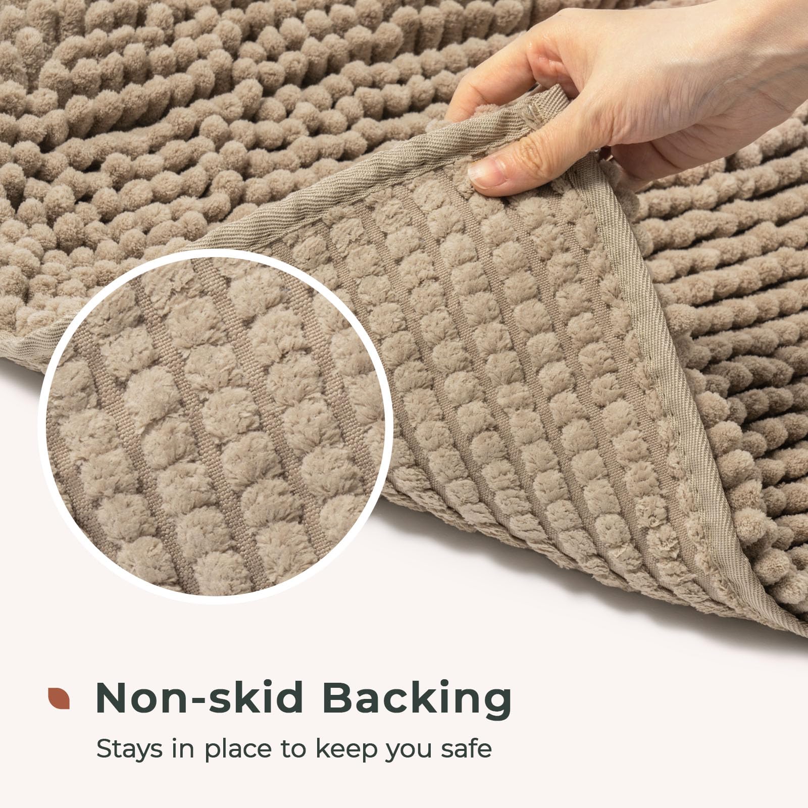 Freshmint Chenille Bathroom Rugs Non-Slip Bath Mat 32   X20   , Washable Soft Shower Mat, For Bathroom Floor & Tub Fluffy Shaggy