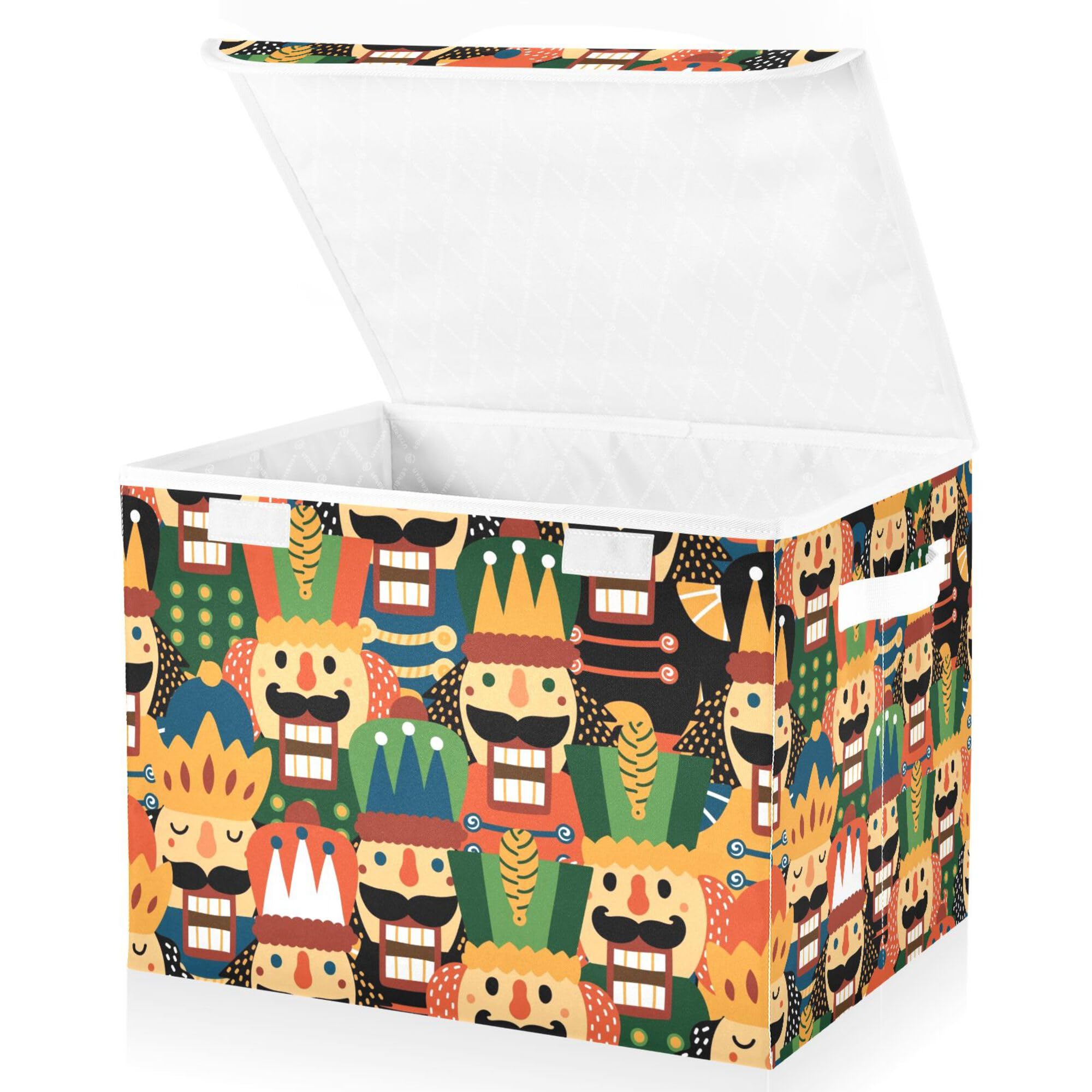 Xigua Nutcracker Christmas Storage Bins With Lids And Carrying Handle,Foldable Storage Boxes Organizer Containers Baskets Cube W