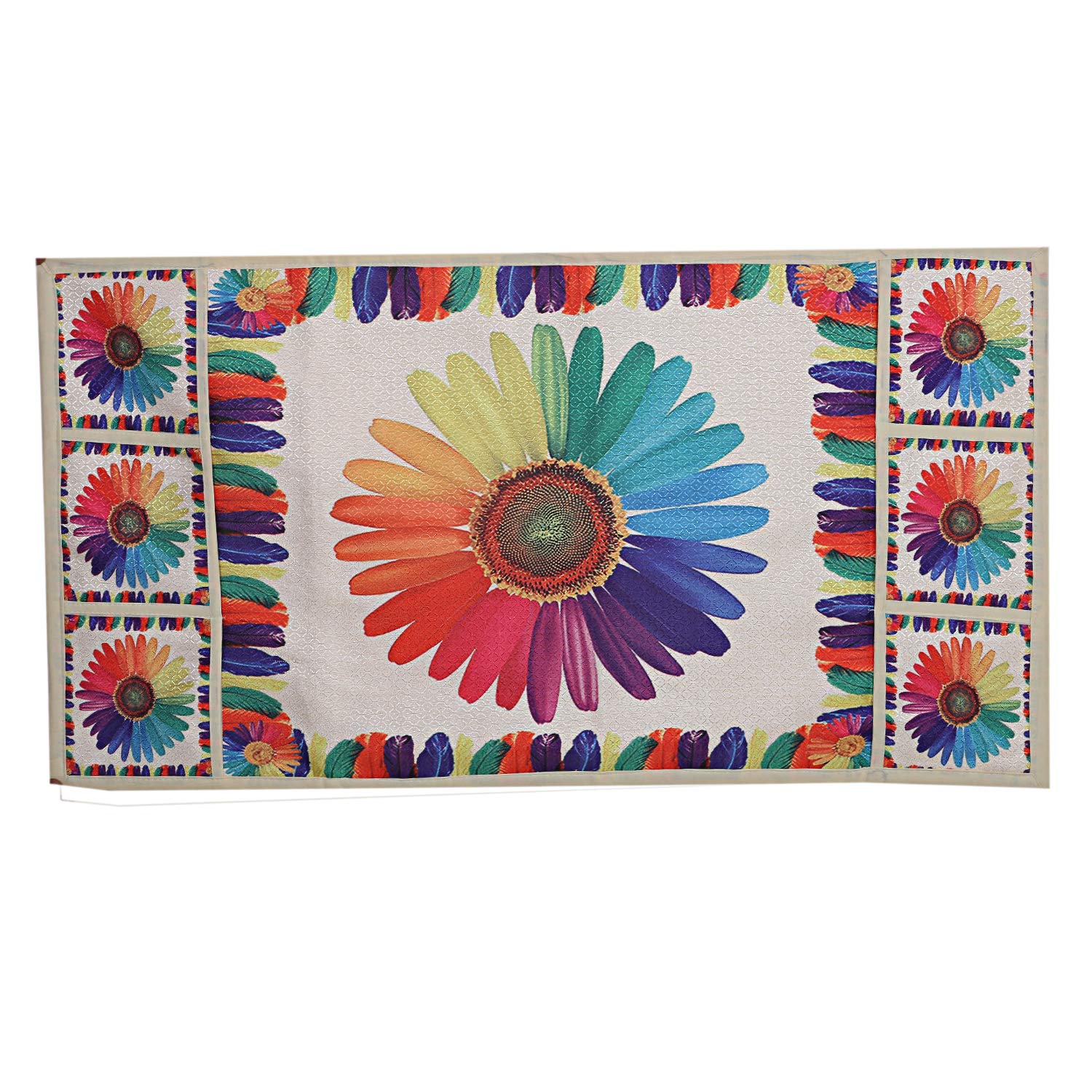 Kuber Industries Floral Design Cotton Fridge/Refrigerator Top Cover (Cream)-Ctktc32708