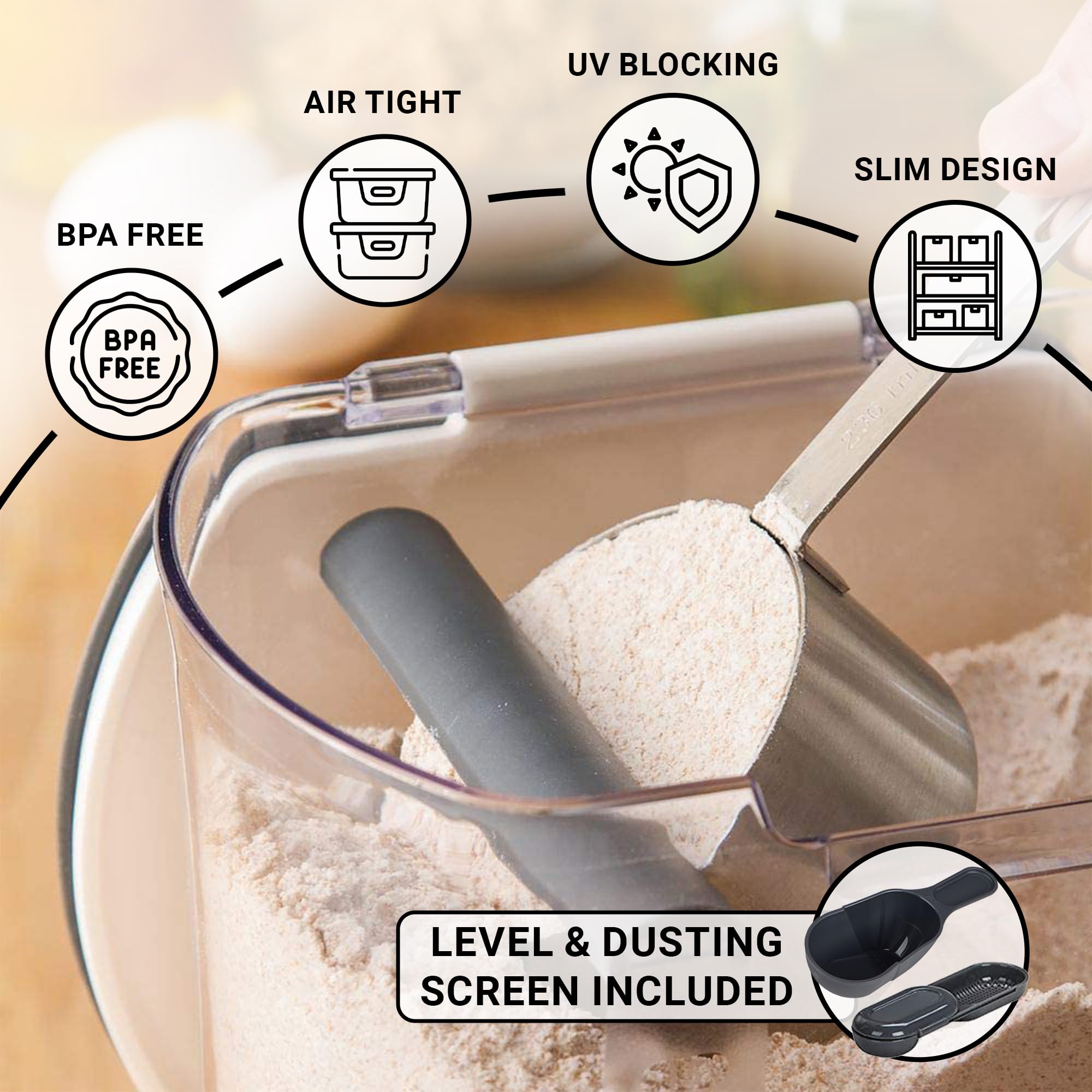Progressive International Prepworks Prokeeper Kitchen Clear Plastic, Airtight Food, Flour And Sugar Storage Container Set, 6 Pie