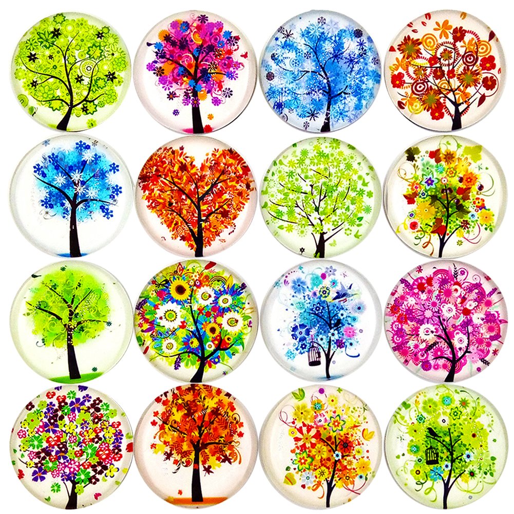 Aligle 16Pcs Beautiful Glass Refrigerator Magnets Fridge Stickers Funny For Office Cabinets Whiteboards Decorative Photo Abstrac