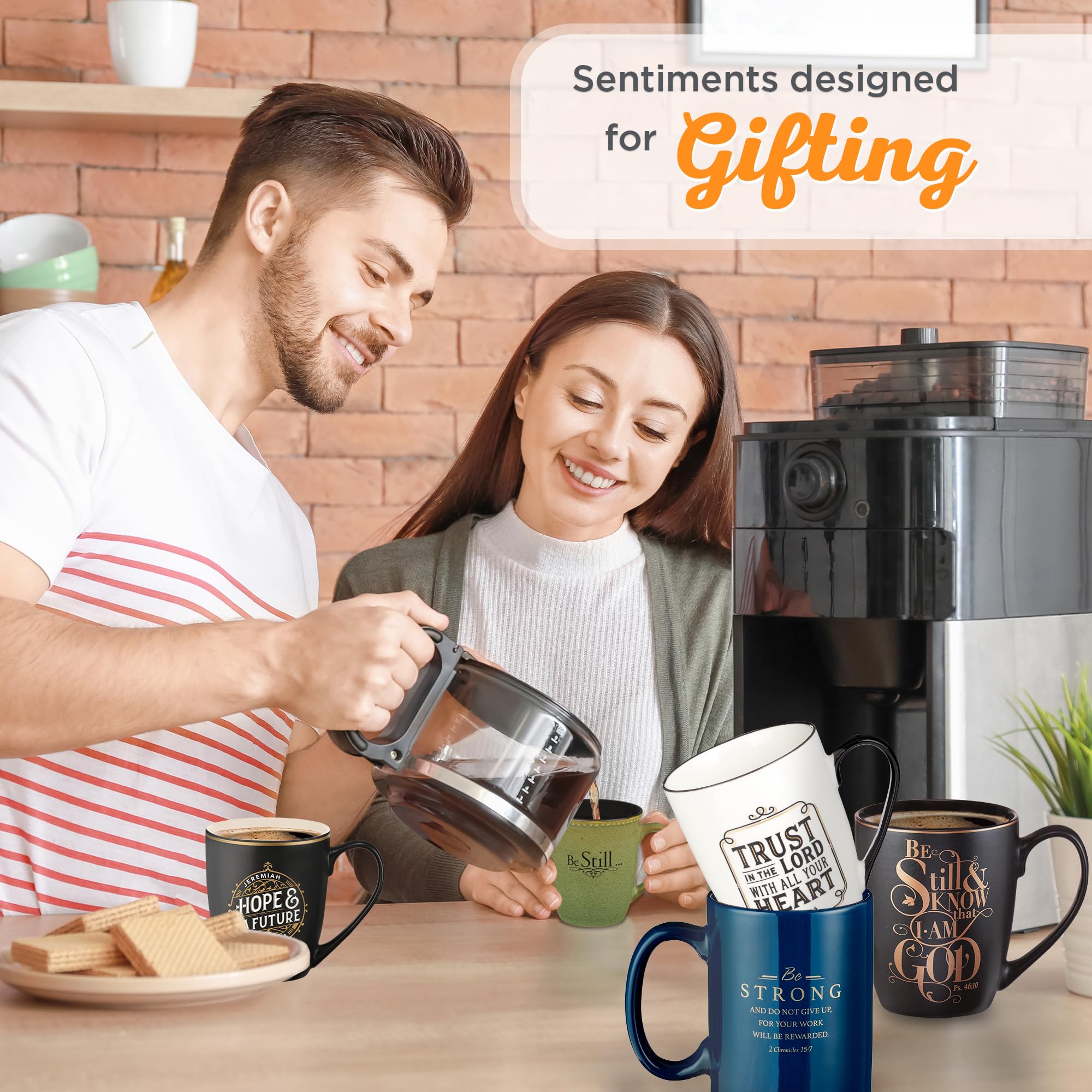 Christian Art Gifts Navy Blue Ceramic Coffee Mug - 14 oz. Lead & Cadmium-free Large Inspirational Scripture Coffee and Tea Mug f