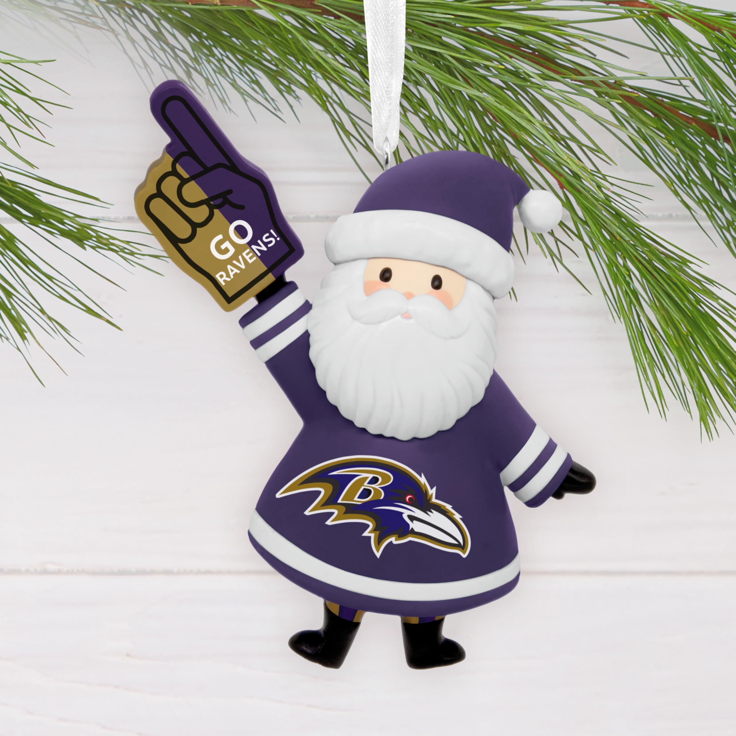 Hallmark NFL Baltimore Ravens Santa Fan Christmas Ornament, Gifts for Sports Fans