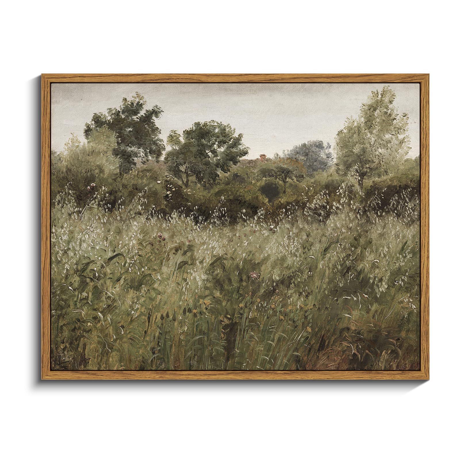 Insimsea Framed Canvas Wall Art Vintage Decor, Painting Wall Decor, Grassland Nature Framed Artwork For Walls, Nature Scenic Liv