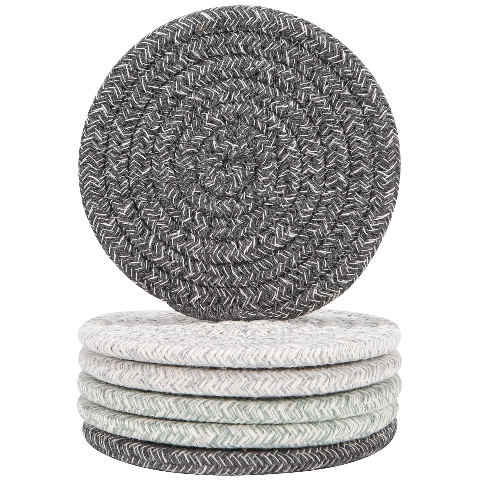 Yygmss 6 Pcs Woven Braided Coasters For Drinks Absorbent-Modern Dinning Room Decor Housewarming Cup Mat-Hot Cold Drinking Good C