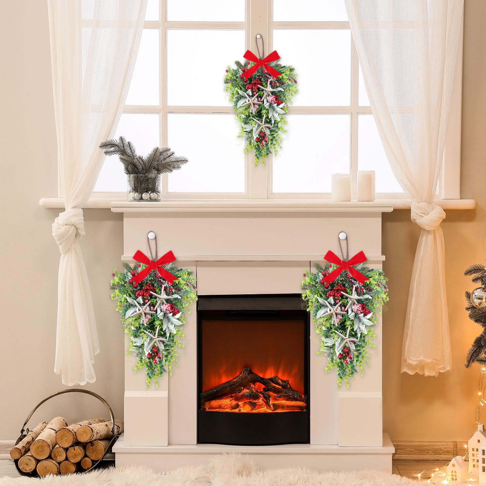 6 Pcs 3 Inch Fall Floral Wreaths Autumn Harvest Sunflowers Pumpkins Leaves Berries Hanging Candle Rings Wreath Mini Thanksgiving