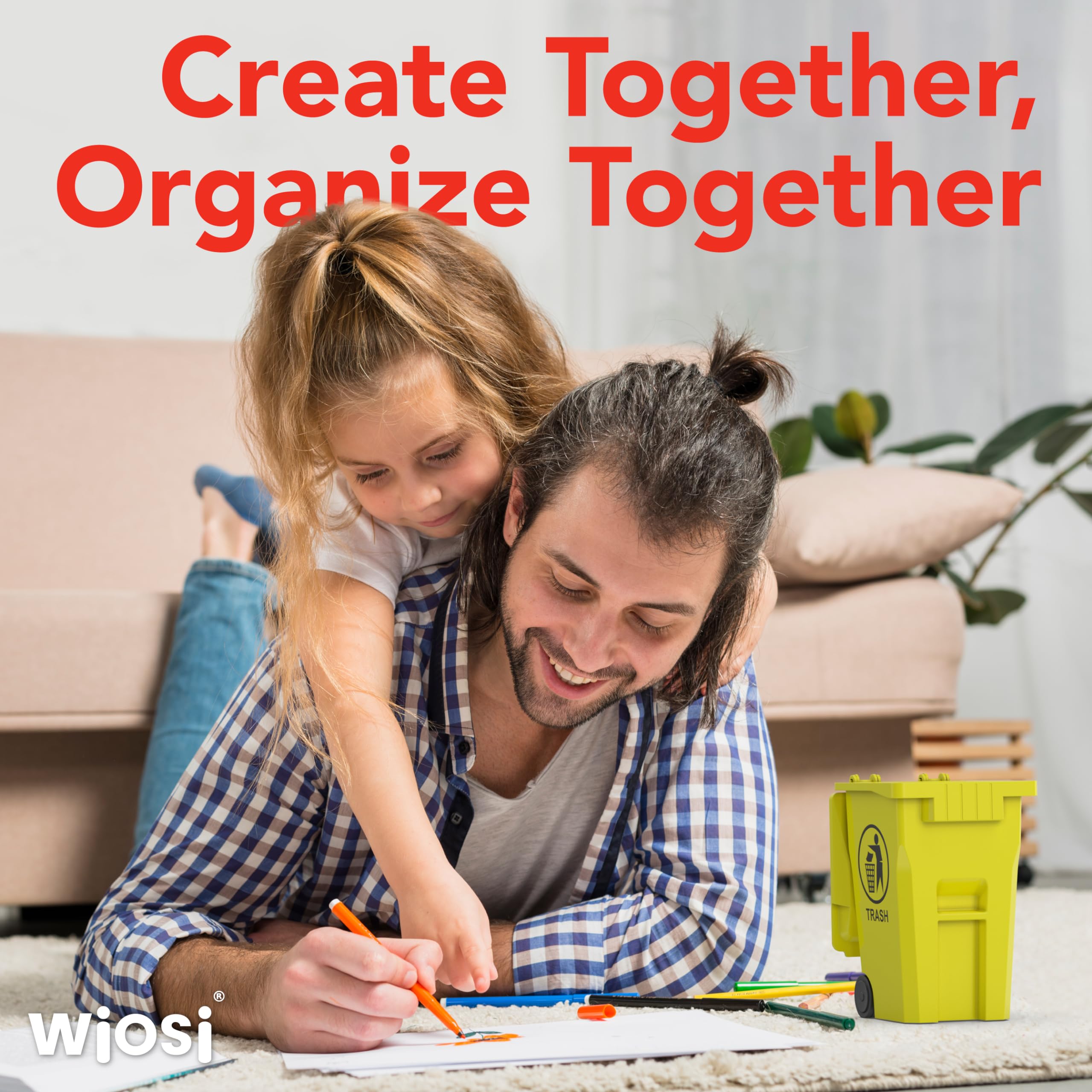 Wiosi Mini Garbage Trash Pen Holder For Desk And Tiny Recycle Bin Pencil Holder Red & Yellow, Pack Of 2 - Storage For Pencil & P