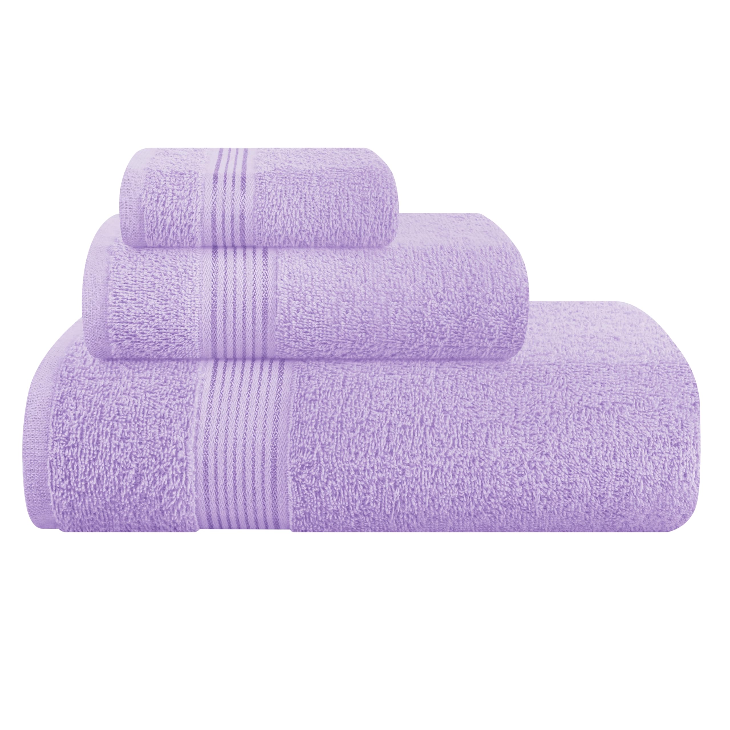 Belizzi Home Ultra Soft 3 Pack Cotton Towel Set, Contains A Bath Towel 28X55 Inch, A Hand Towel 16X24 Inch & A Wash Coth 12X12 I