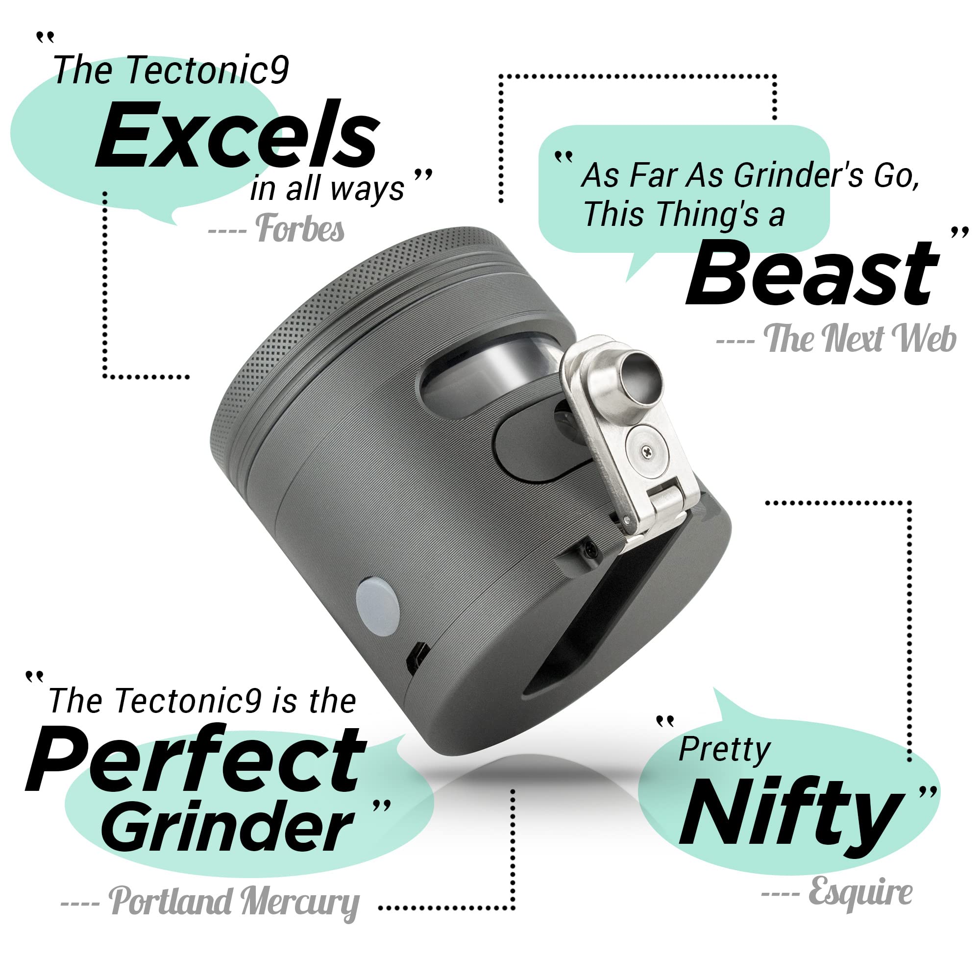 Tectonic9 Herb Grinder Automatic Electric Herbal Spice Dispenser Large 2.5'' Aluminum Alloy (Grey)