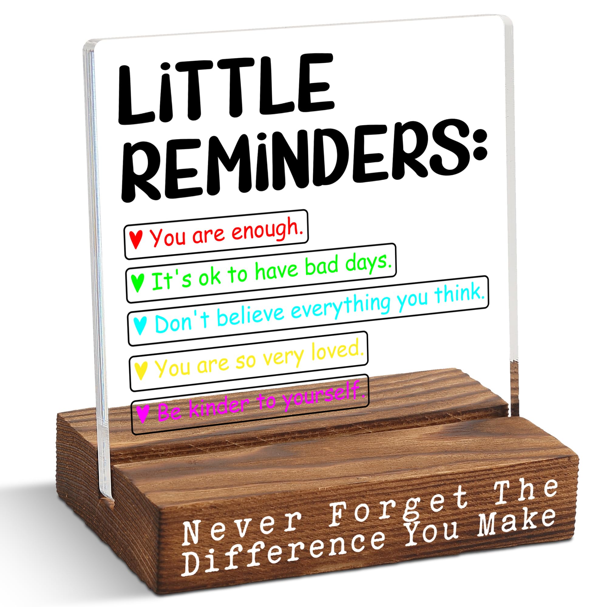 Little Reminders Acrylic Desk Sign for Women Men, Positive Affirmation Gift for Coworker Friend Teen, Mental Health Inspirationa