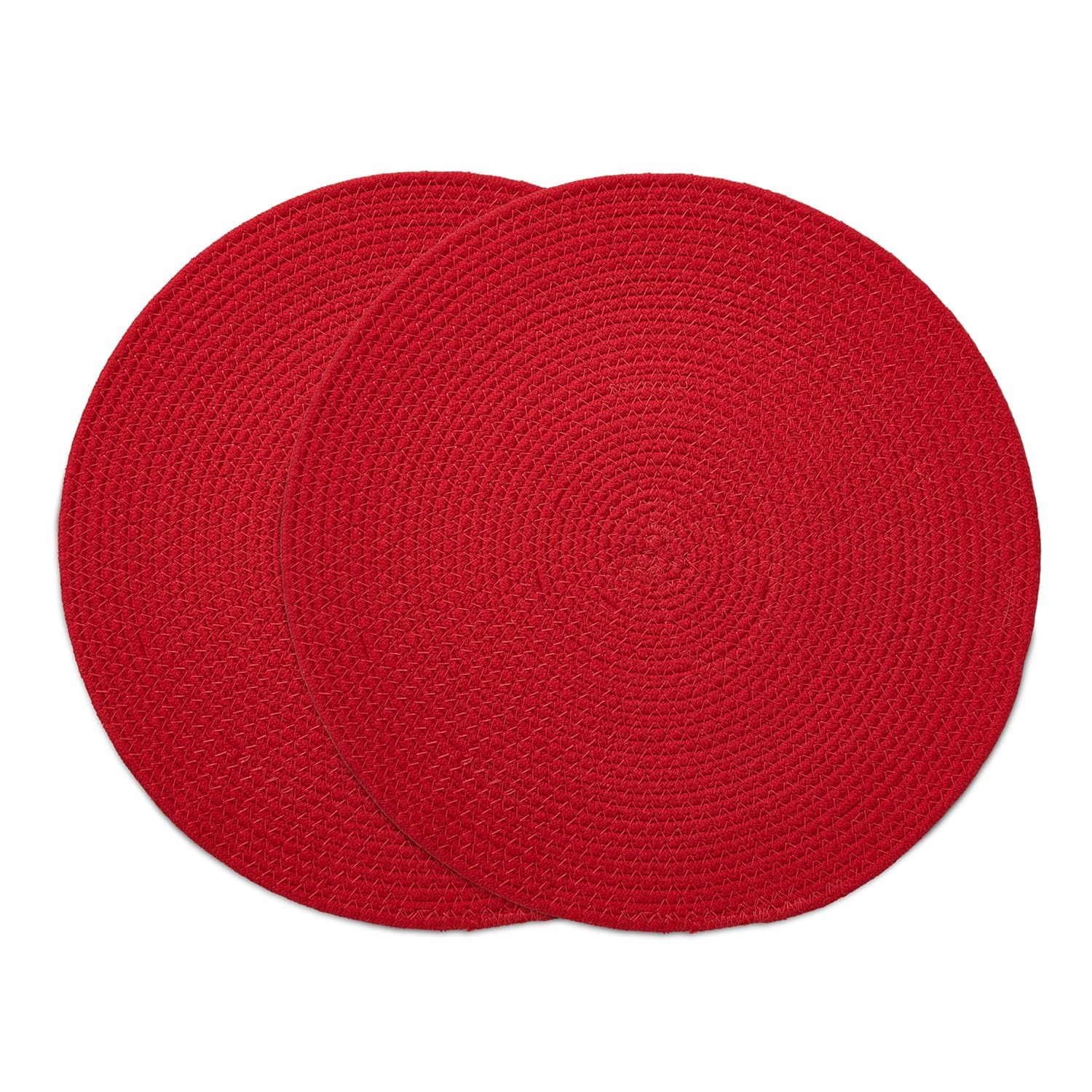 Round Braided Placemats Set of 2, 32Cm (Red)