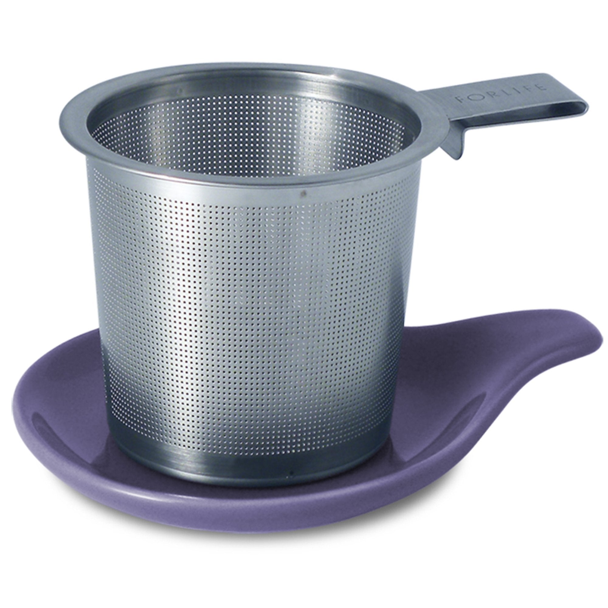 Forlife Hook Handle Tea Infuser And Dish Set, Purple