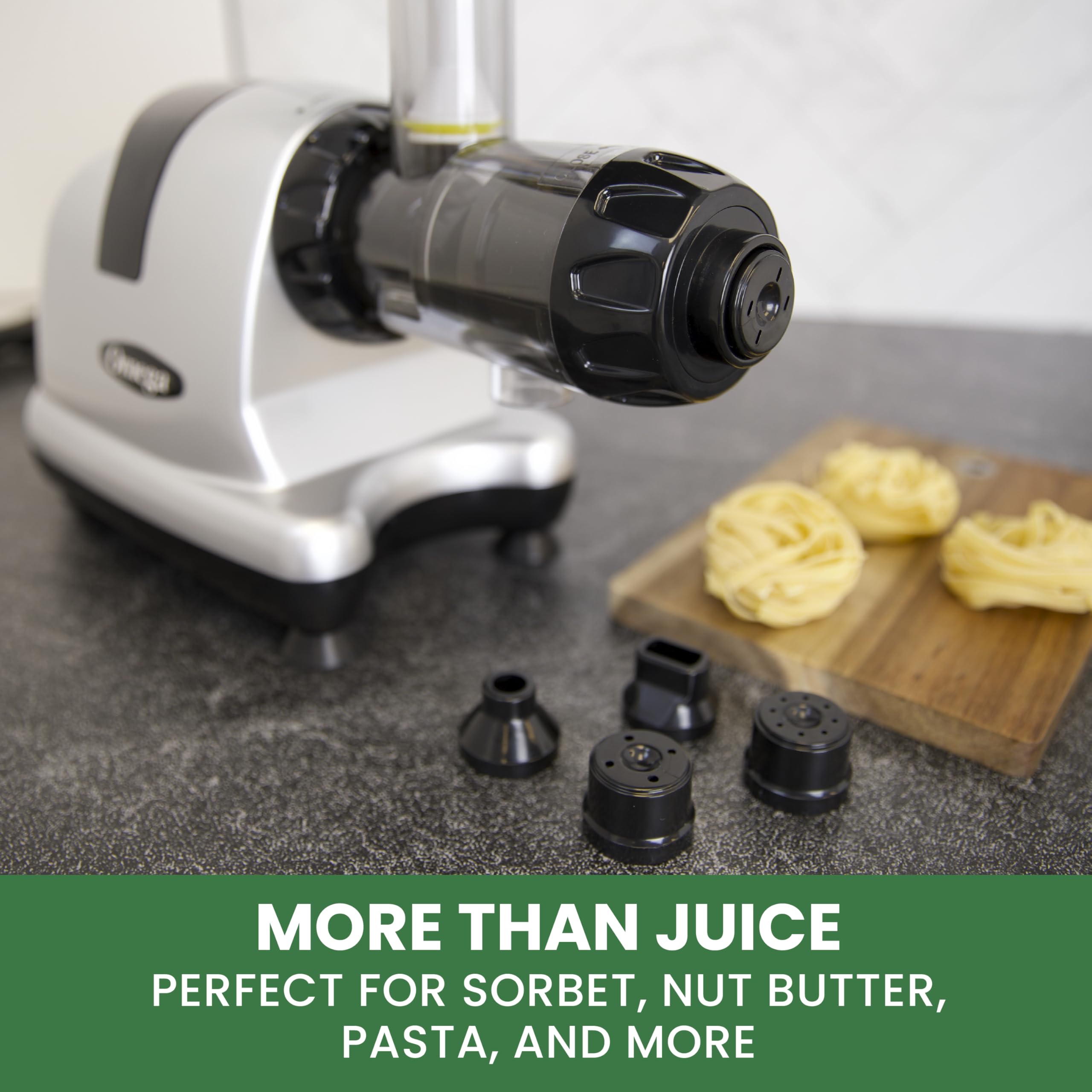 Omega J8006HDS Cold Press Juicer Machine Vegetable and Fruit Juice Extractor and Nutrition System  Triple-Stage Slow Masticating Juicing Technology  200 W  Silver
