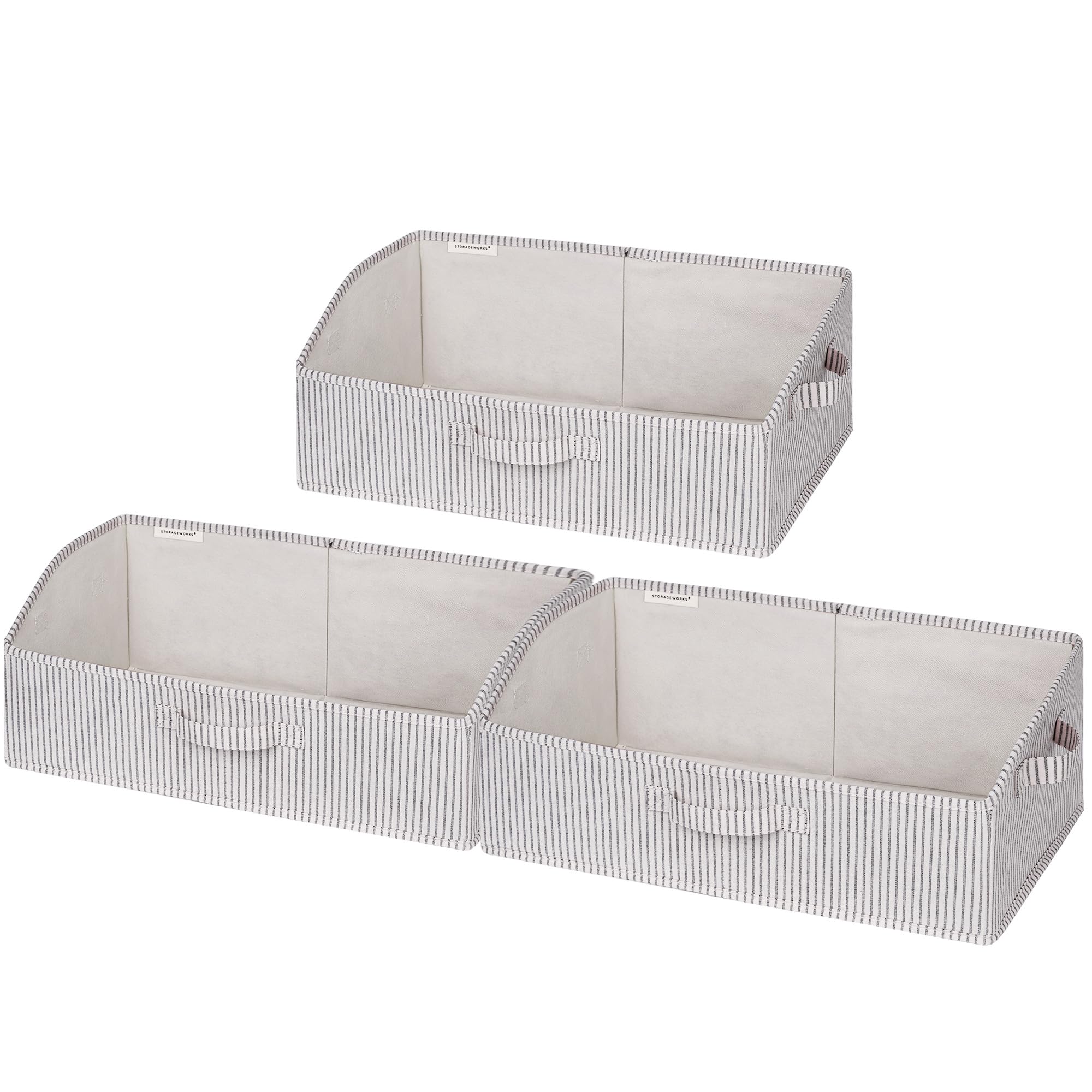 StorageWorks Closet Baskets  Fabric Baskets for Closet Shelves  Foldable Trapezoid Storage Bins  Mixing of Nature & Blue  3-Pack