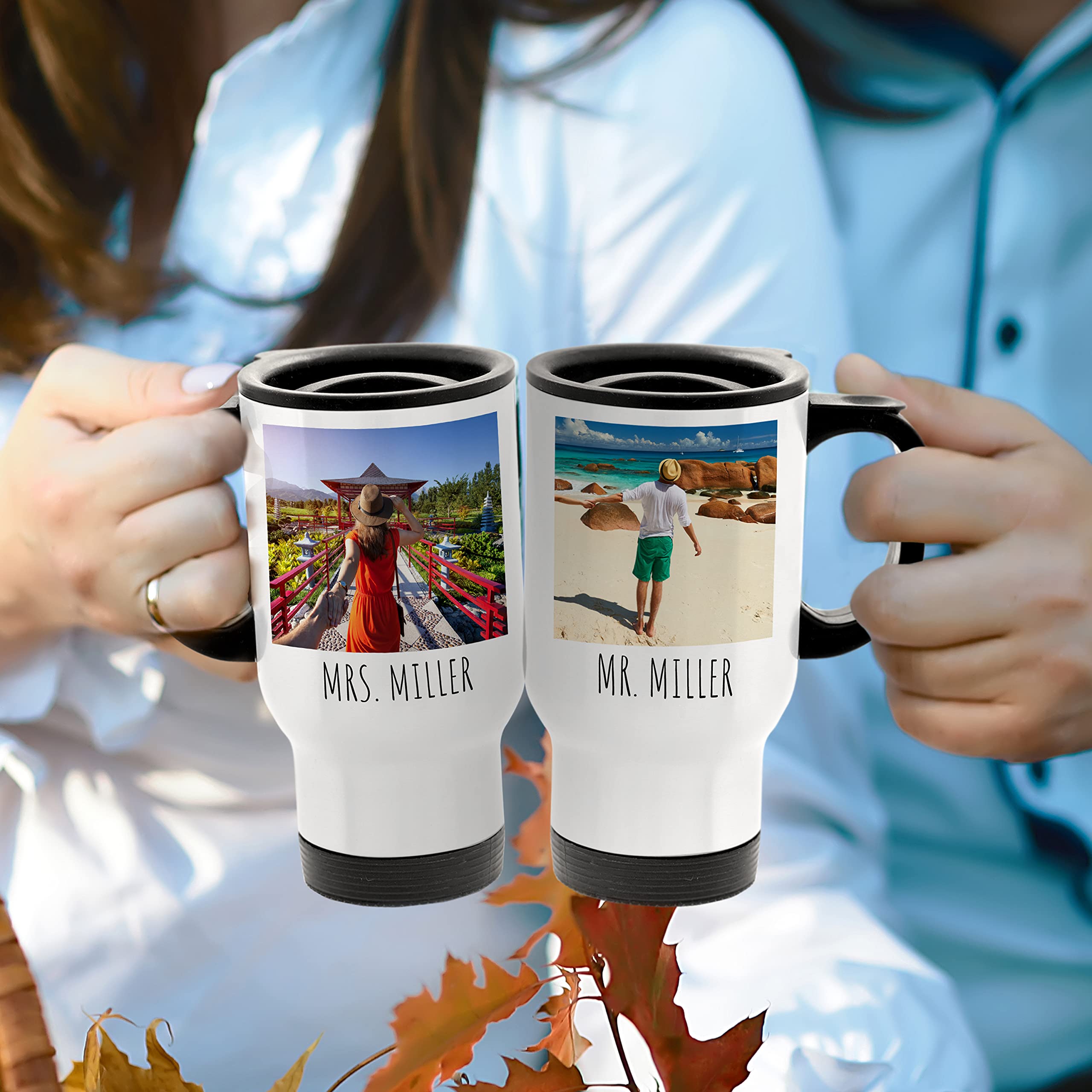 Personalized Travel Mugs With Picture - Custom Travel Mug With Photo, 14Oz Photo Travel Mug, Custom Tumbler Personalized, Person