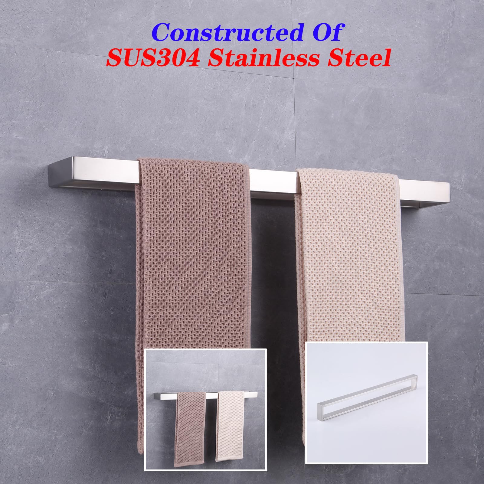 GERZWY Bathroom 30-Inch Towel Bar Stainless Steel Bath Towel Bar Modern Style Wall Mount Brushed Finish
