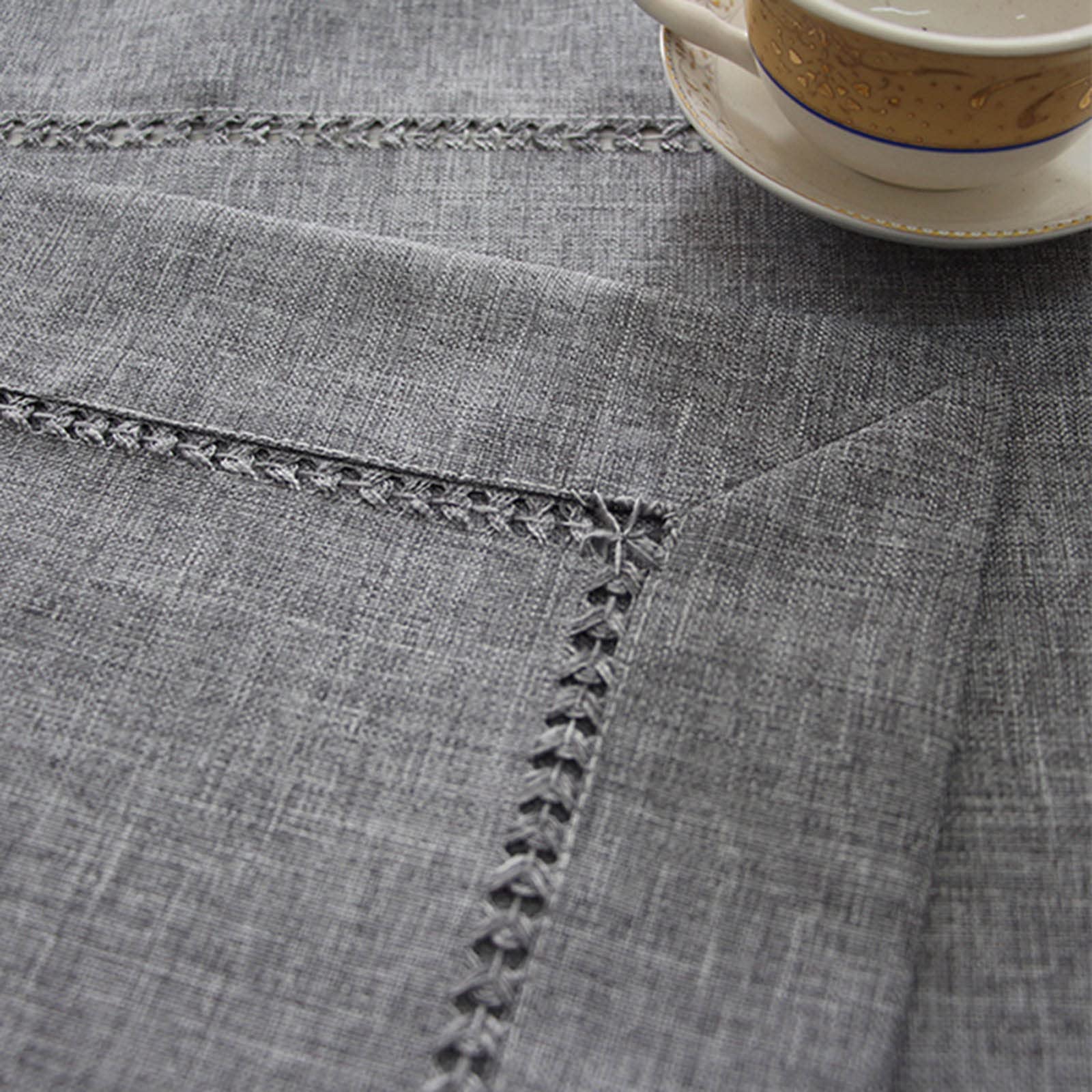 Arksu Handmade Hemstitch Polyester Table Runner Hollow Simple And Farmhouse Style For Everyday Dining Wedding Party Holiday Home