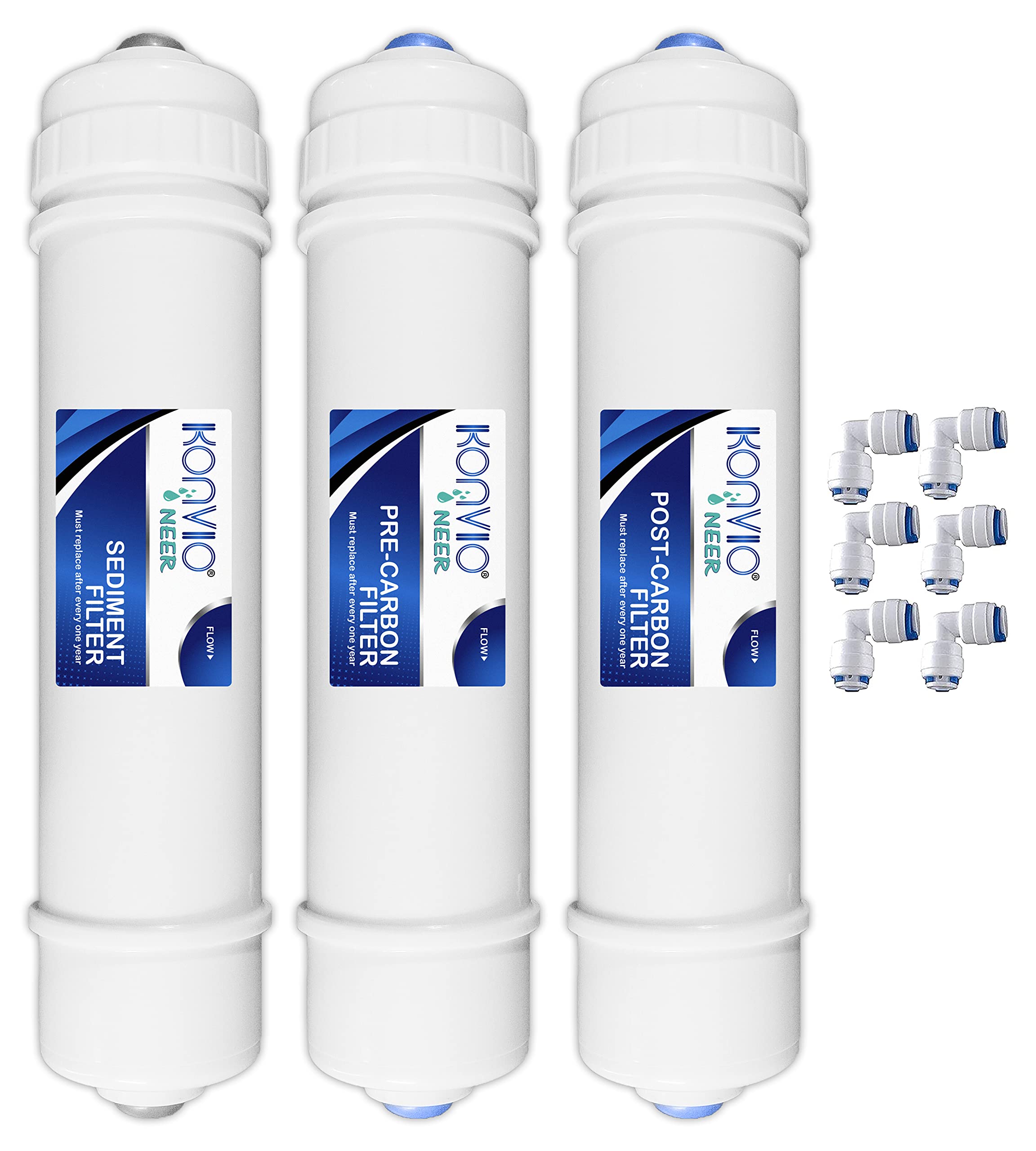 Konvio Neer Pre Carbon Filter, Sediment Filter, Post Carbon Filter And Elbow, Inline Filter Set For All Ro Water Purifier