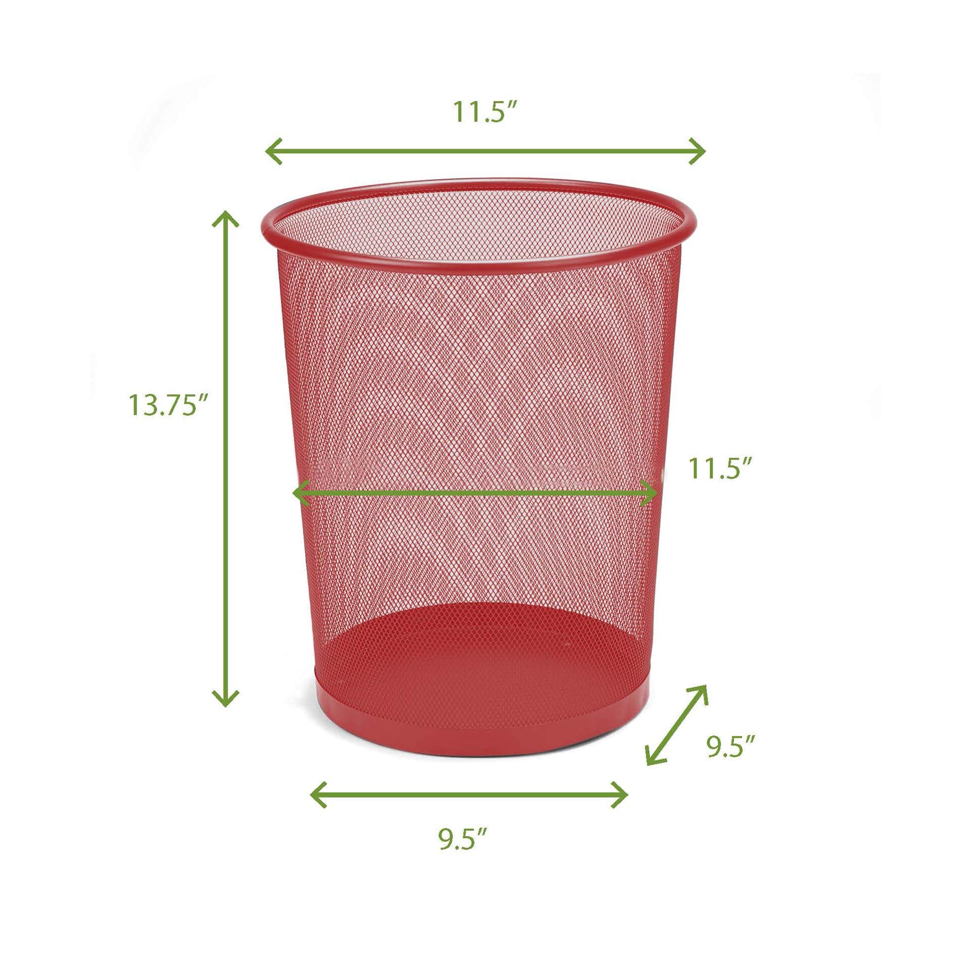 Mind Reader Mesh Trash Can, 16.65L (4.4 Gal), Waste Paper Basket, Round, Office, Metal Mesh, 11.5'' L X 11.5'' W X 13.75'' H, Re