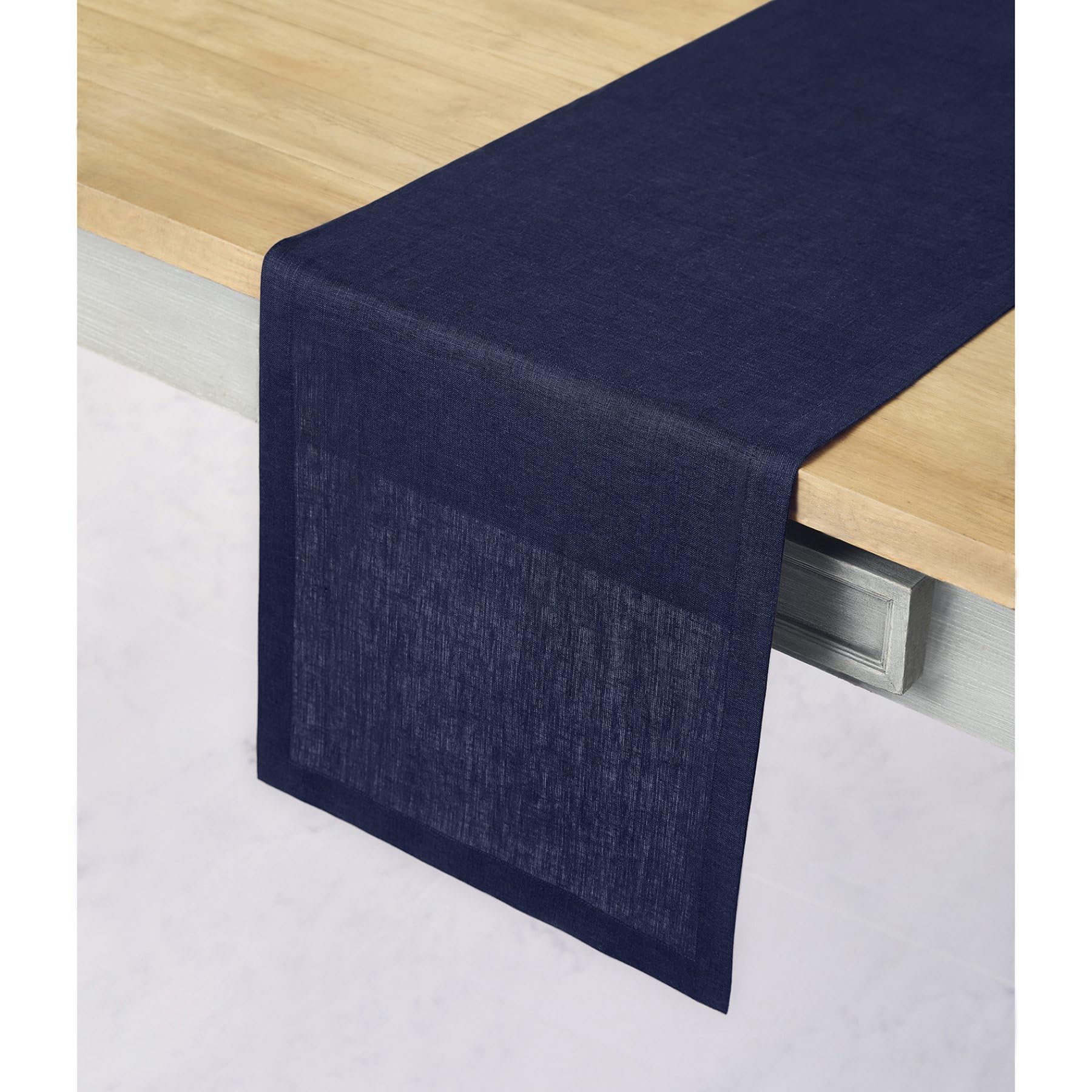 Solino Home Linen Table Runner 72 Inches Long - 100% Pure Linen Navy Table Runner 14 X 72 Inch - Machine Washable Dining Fall, T