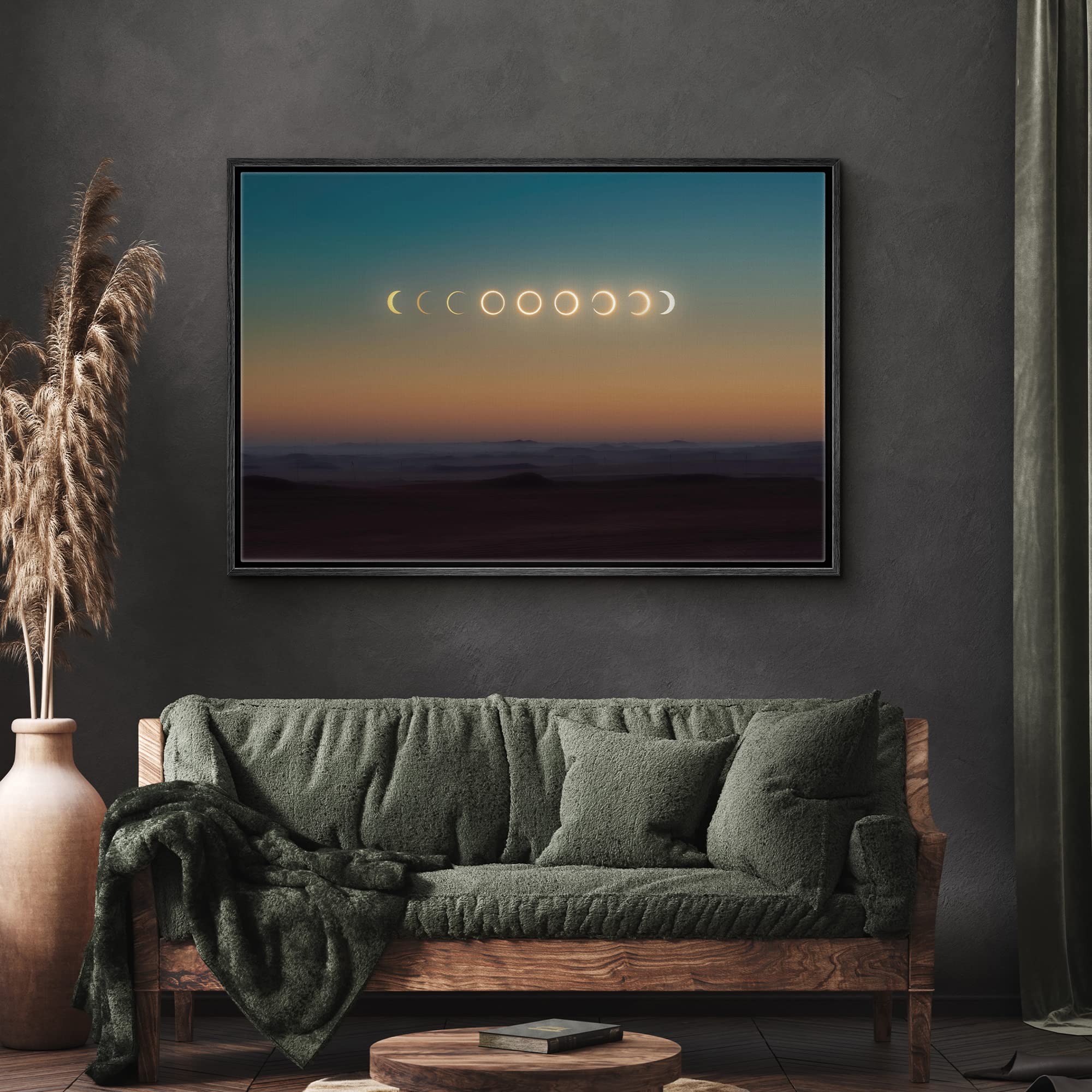 Signwin Framed Canvas Wall Art Moon Phase Aerial Astronomy & Space Expressive Global Moon Multicolor Photography Realism Warm -