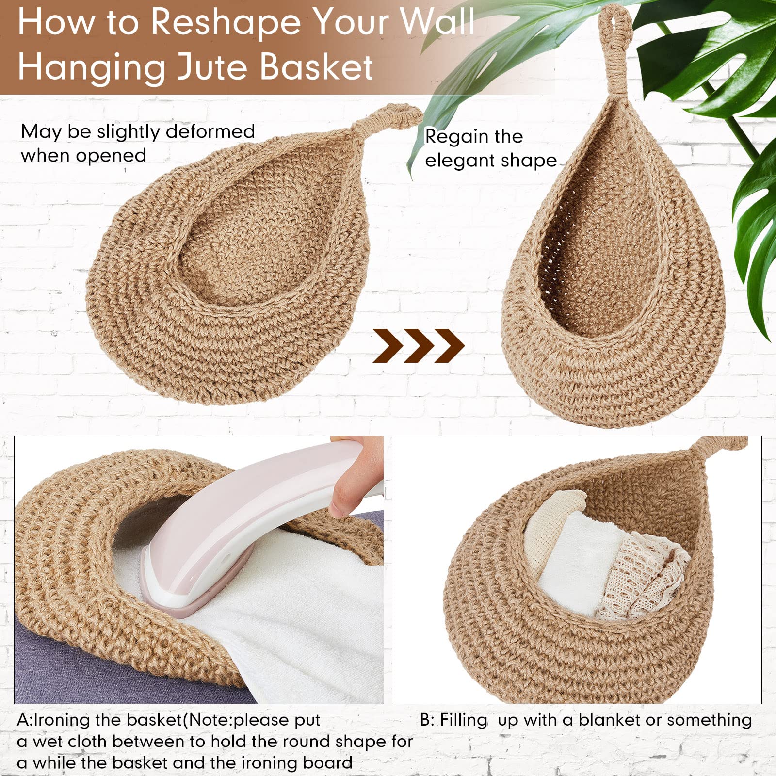 Honeydak Hanging Wall Basket Teardrop Baskets Onion Coat Bohemian Storage Fruit Hooks For Kitchen Home Restaurant Garlic Vegetab