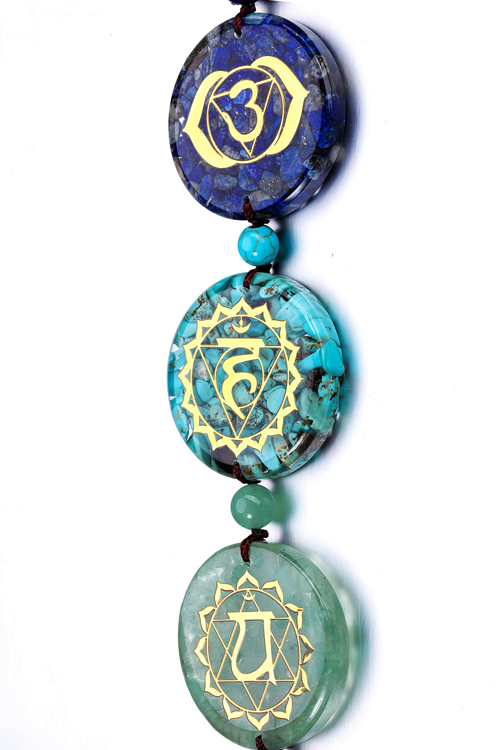 Top Plaza 7 Chakra Stones Hanging Ornament Chakra Symbols Healing Crystals Wall Decoration for Yoga Meditation