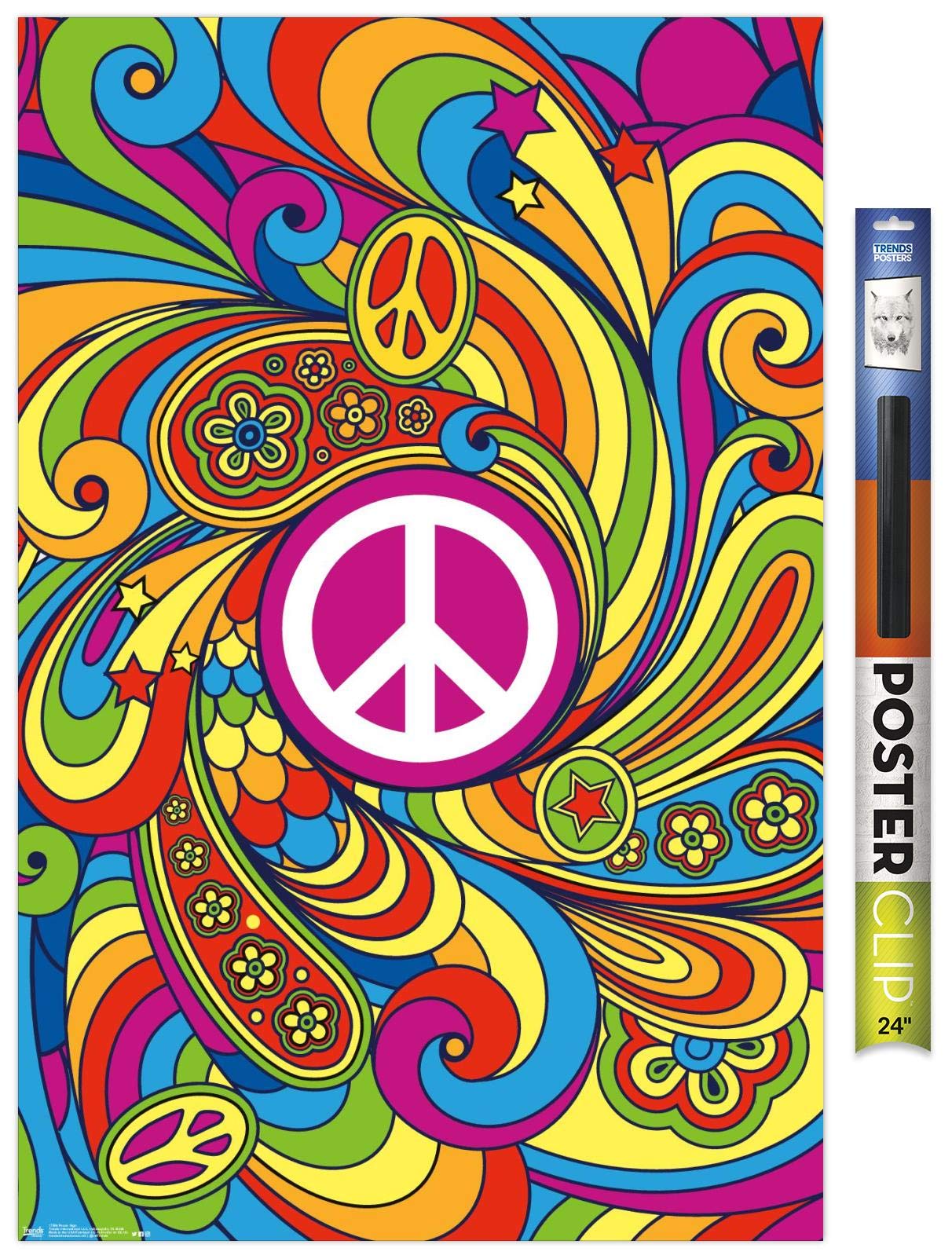 Trends International Peace Sign Wall Poster, 22.375'' X 34'', Poster & Clip Bundle
