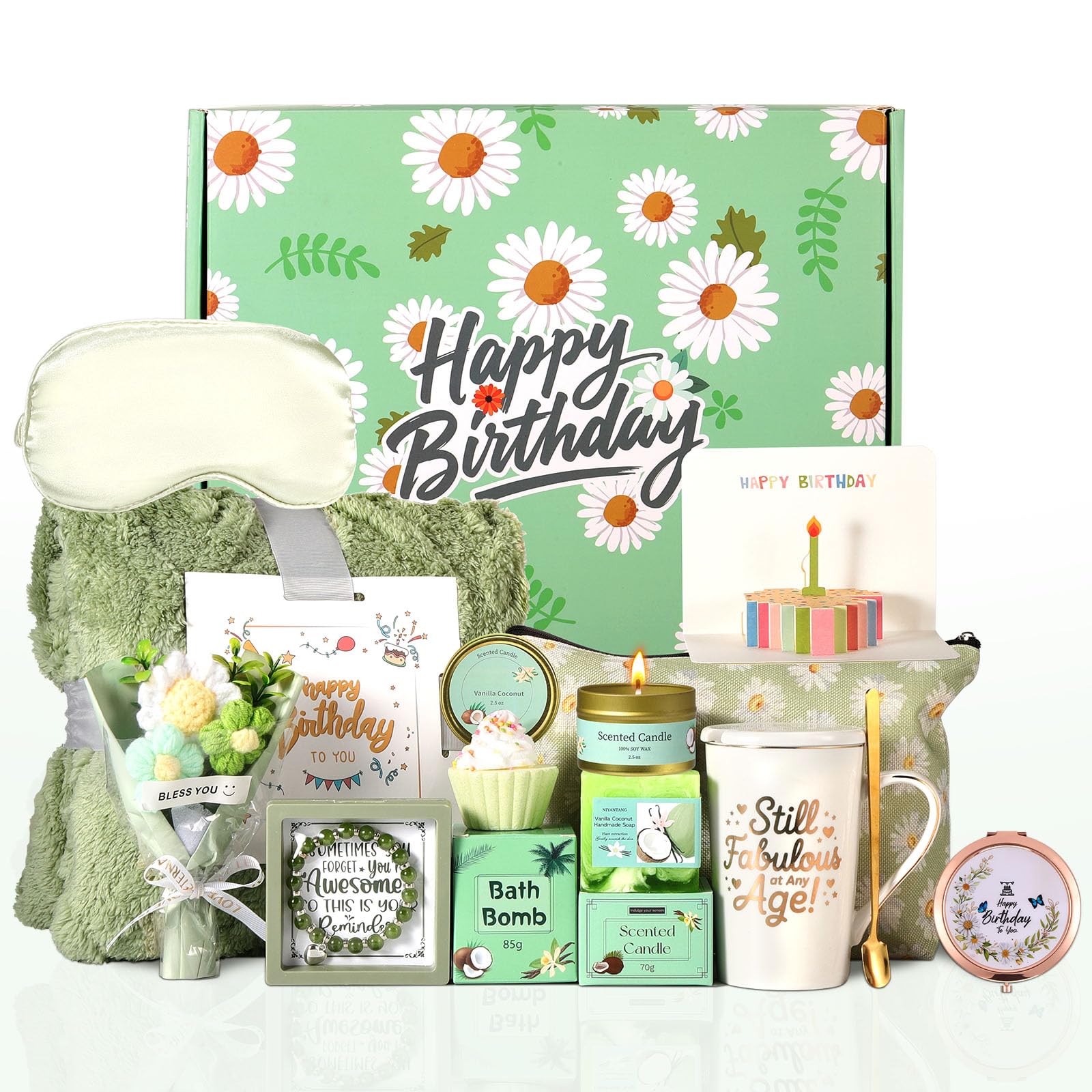 Birthday Gifts for Women, Daisy Birthday Gifts Box for Women Self Care Gift Happy Birthday Gift Baskets for Her ,Wife,Mom,Grandm