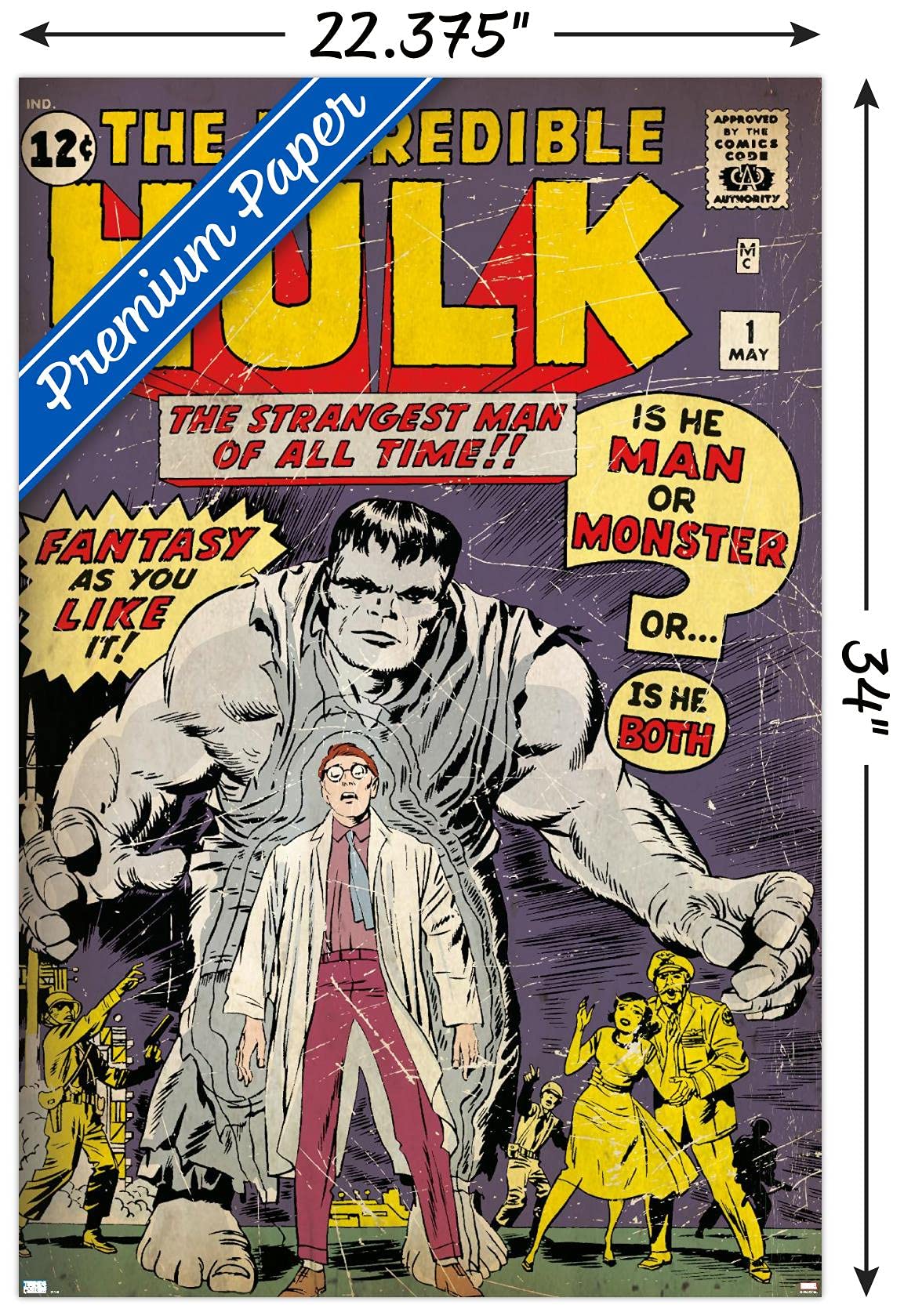 Trends International Marvel Comics Hulk - Incredible Hulk #1 Wall Poster, 34L X 22.4W, Premium Unframed Version