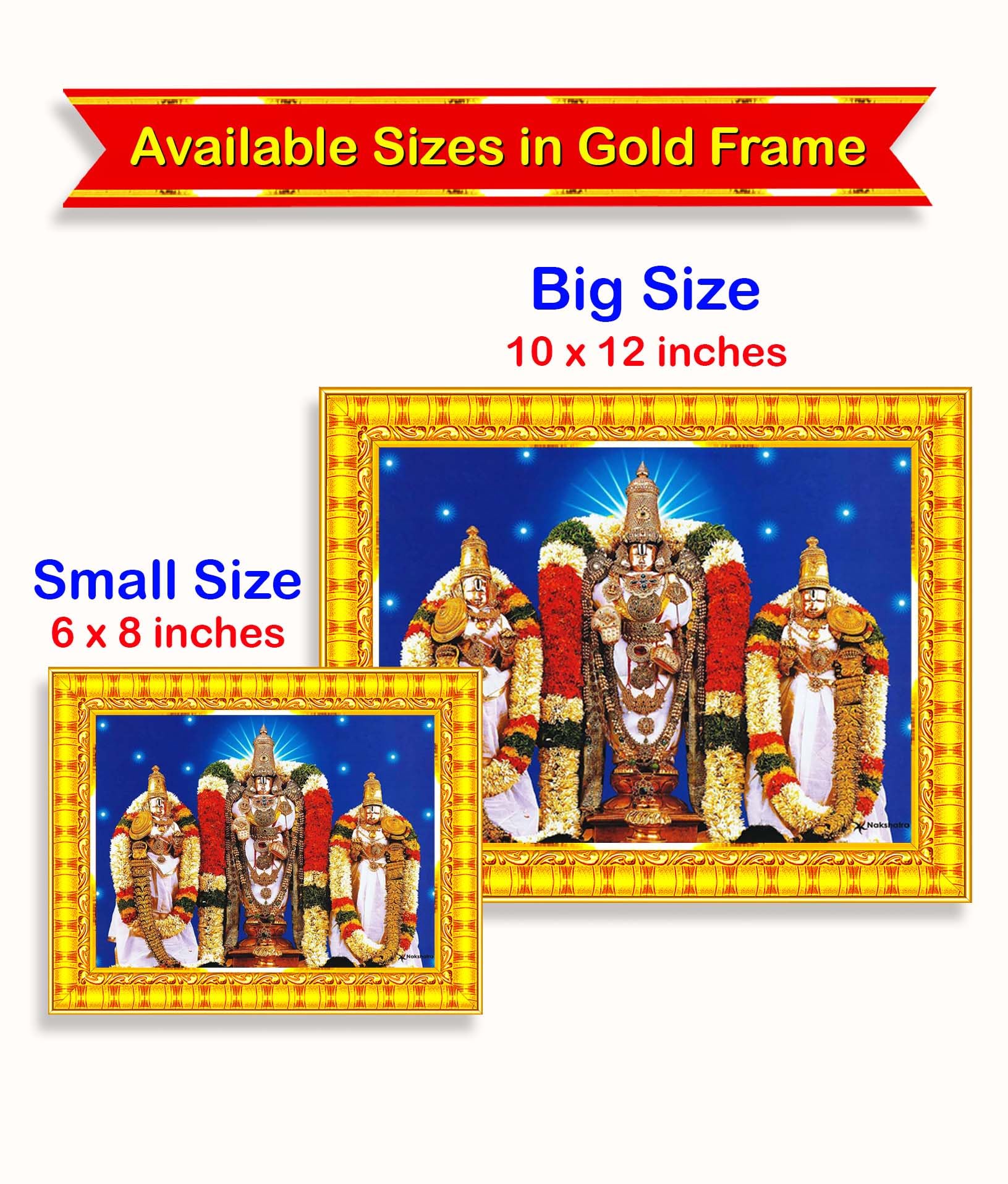 Pavan Photo Laminations Balaji Kalyanam Kalyana Venkateswara Swamy Wall Painting Framed Home Decor (Wood,Matte,Gold,Big Size,10