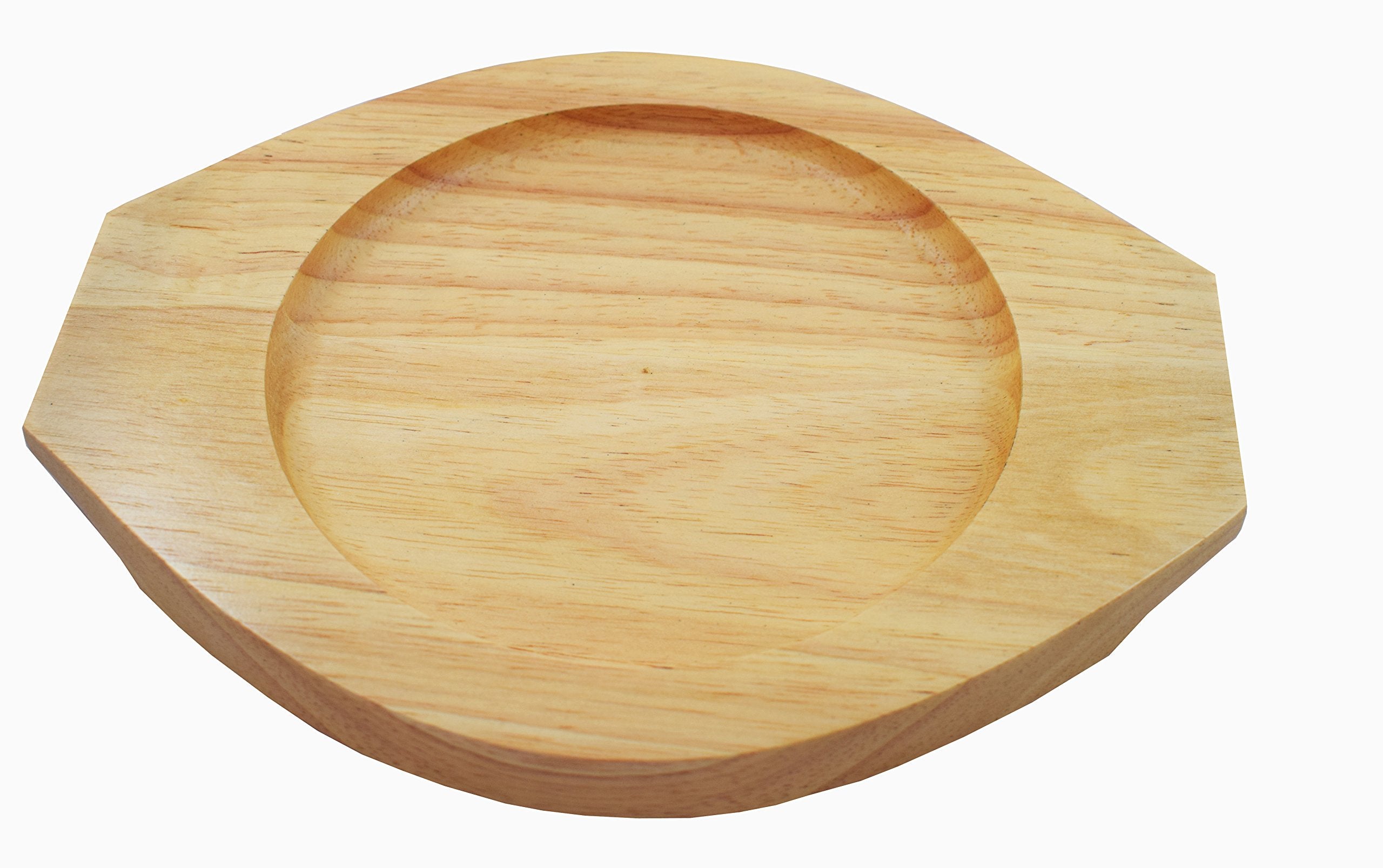 Sunrise Kitchen Supply Round Cast Iron W/Handles And Rubberwood Underliner Set (8'')