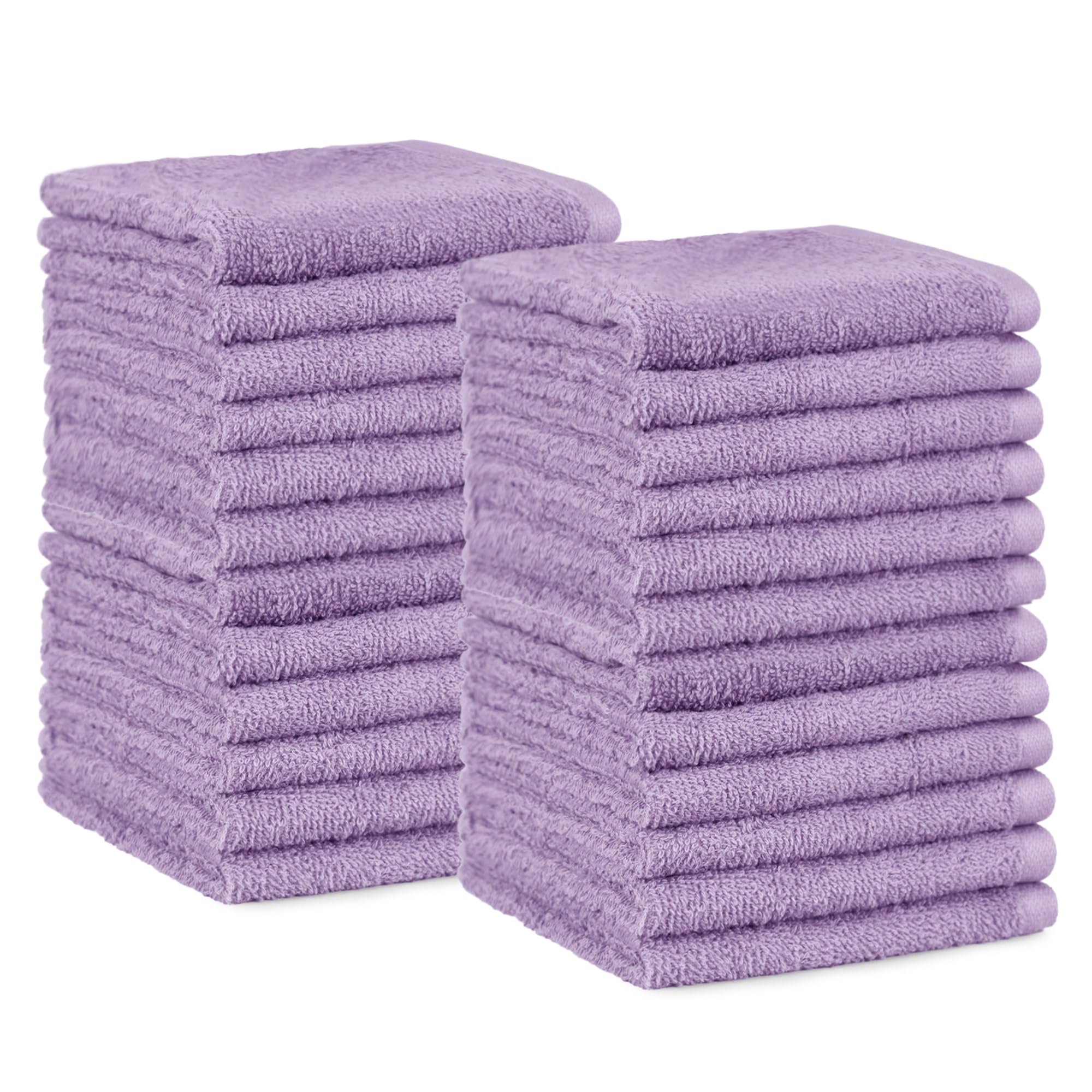 Amazon Basics face Towels for bathroom, 100% Cotton Extra Absorbent washcloth, Fast Drying - salon towel - 24 Pack Lavender (12 