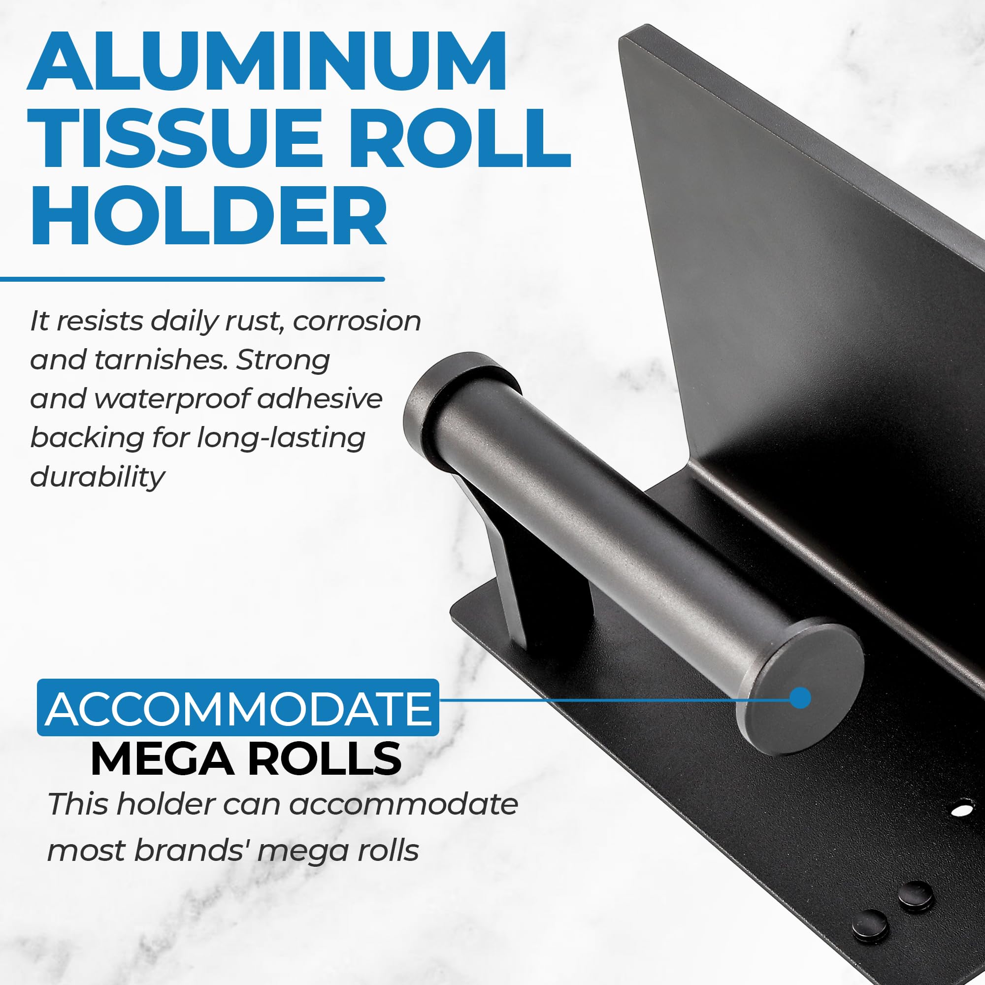 Smarthome Toilet Paper Holder with Shelf  Black Anti-Rust Aluminum Tissue Roll Holder with Mobile Phone Storage Shelf for Bathroom  3M Self Adhesive No Drilling or Wall Mounted with Screws