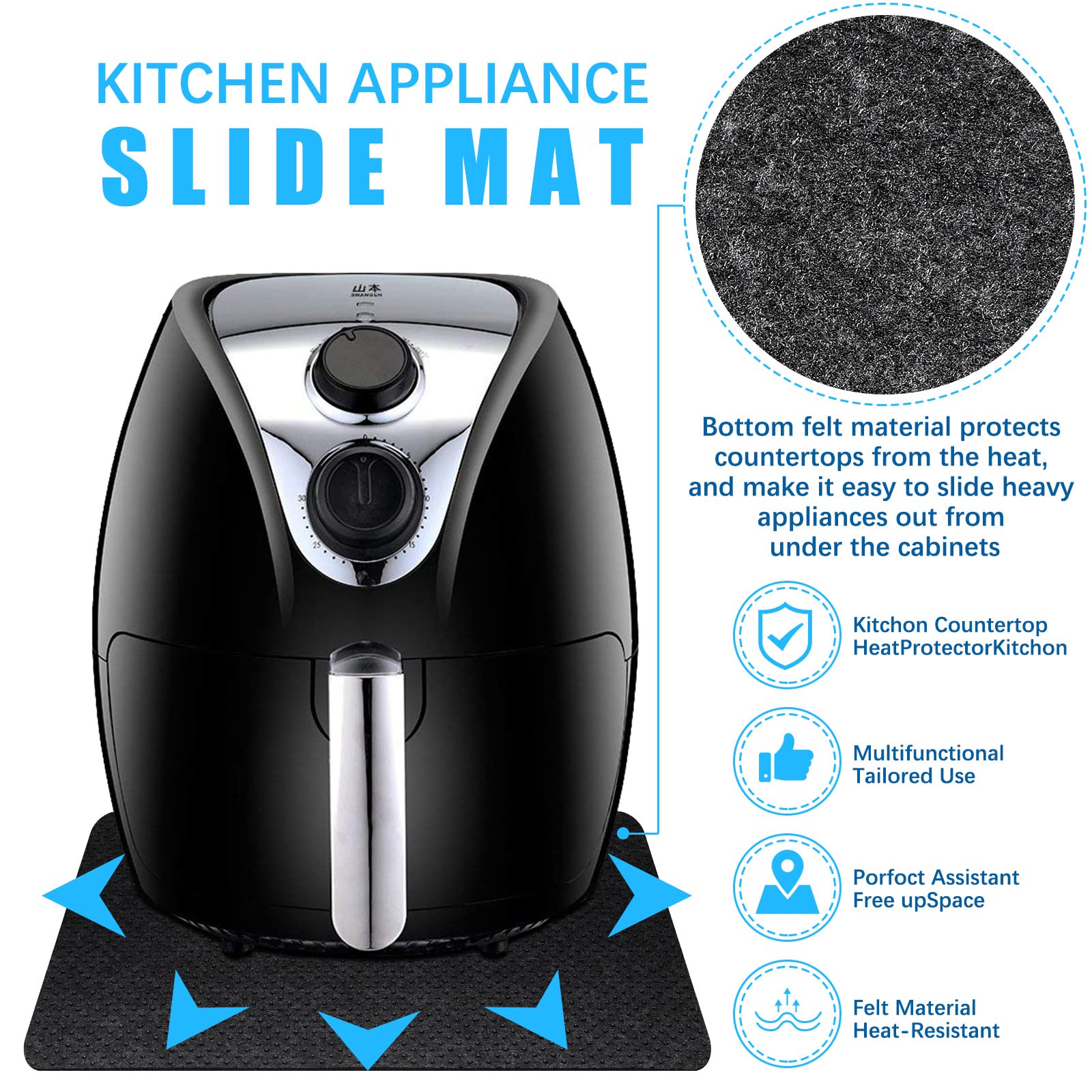 4 Pcs Heat Resistant Mat For Air Fryer Kitchen Countertop Heat Protector Mat Kitchen Appliance Mats Non Slip Heat Proof Mat Non