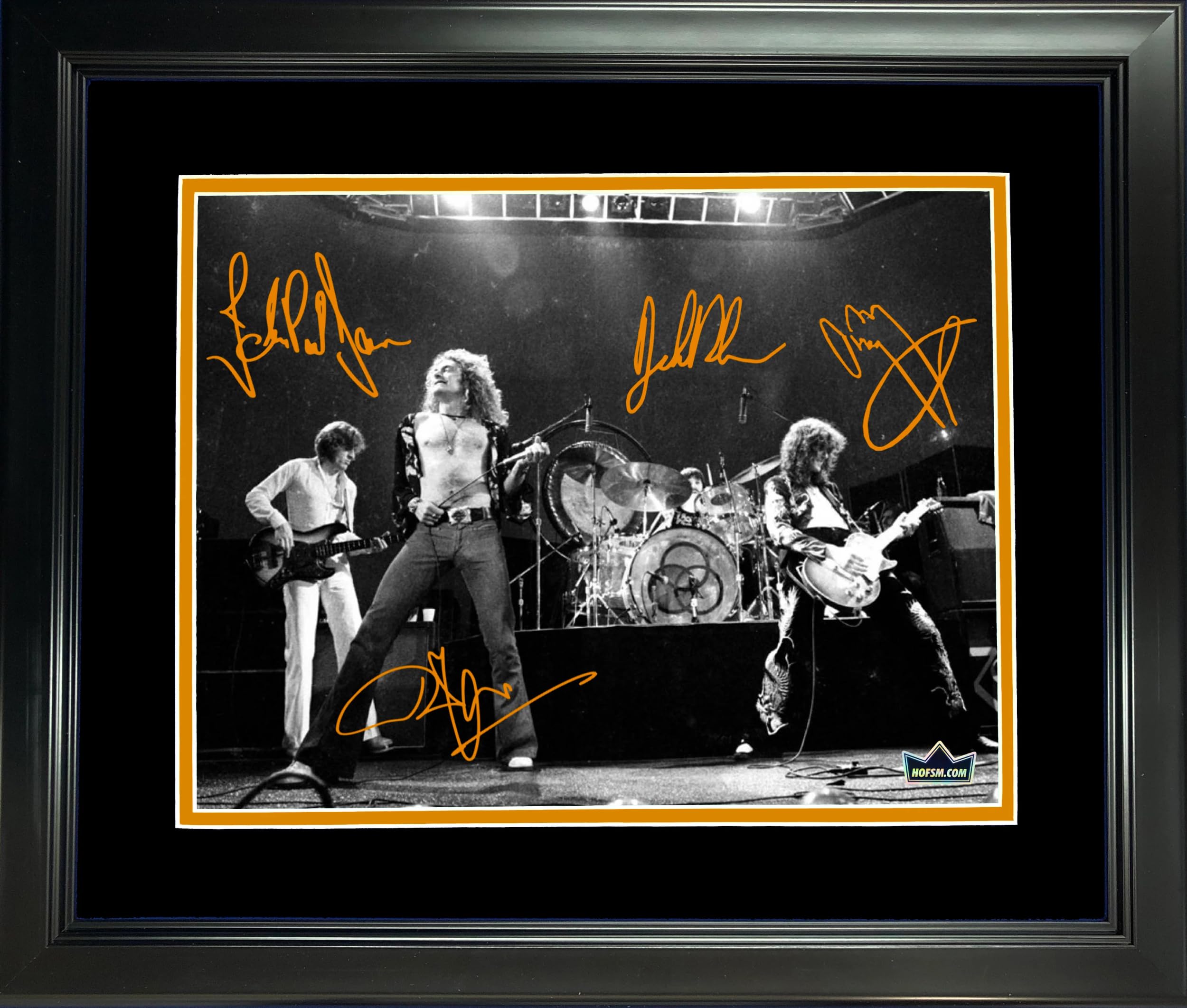 Framed Led Zeppelin Rock Band Facsimile Laser Engraved Signatures Auto 12X15 Music Photo Hofsm Holo