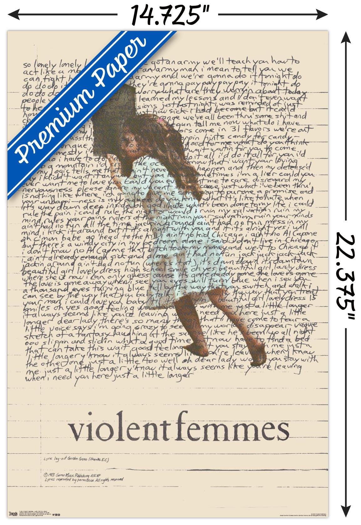 Trends International Violent Femmes - Lyric Girl Tea Towel Wall Poster, 14.725'' X 22.375'', Premium Poster & Mount Bundle