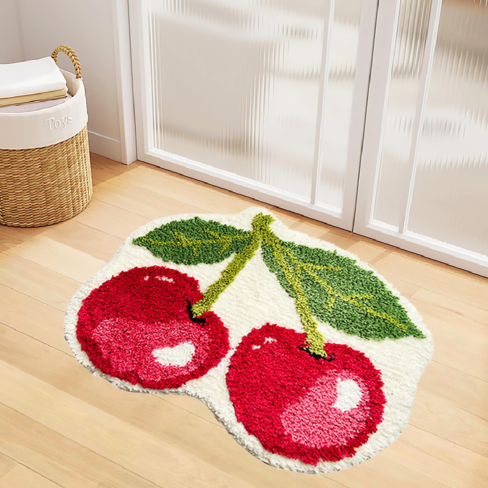 Levinis Shaggy Bathroom Rugs Mats Cute Cherry Rug Non Slip Microfiber Bathmat Absorbent Machine Washable Bathroom Rug For Shower