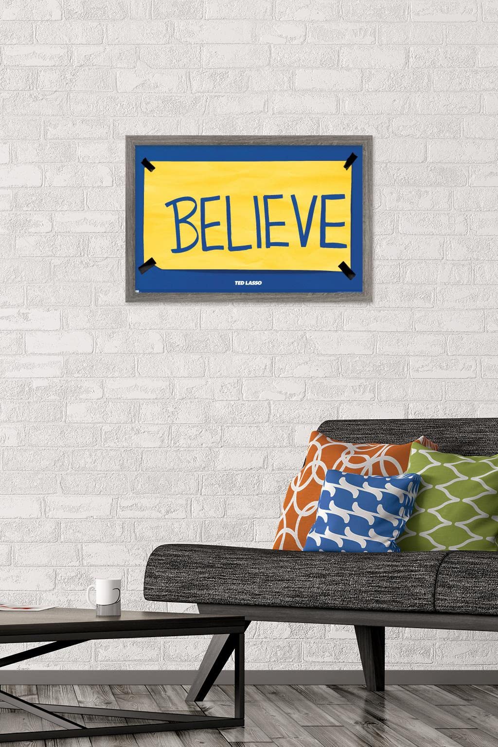 Trends International Ted Lasso - Believe Wall Poster, 14.725'' X 22.375'', Barnwood Framed Version
