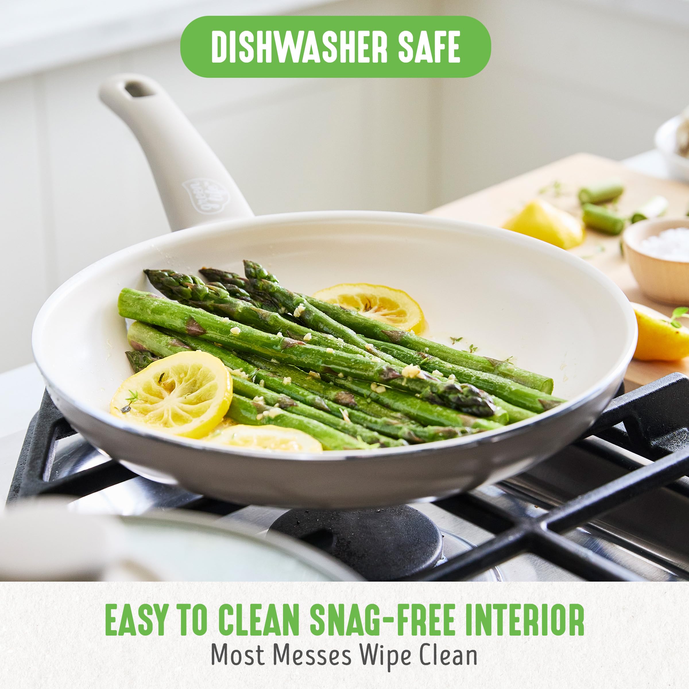 GreenLife Soft Grip Healthy Ceramic Nonstick 16 Piece Kitchen Cookware Pots and Frying Sauce Saute Pans Set, PFAS-Free with Kitc