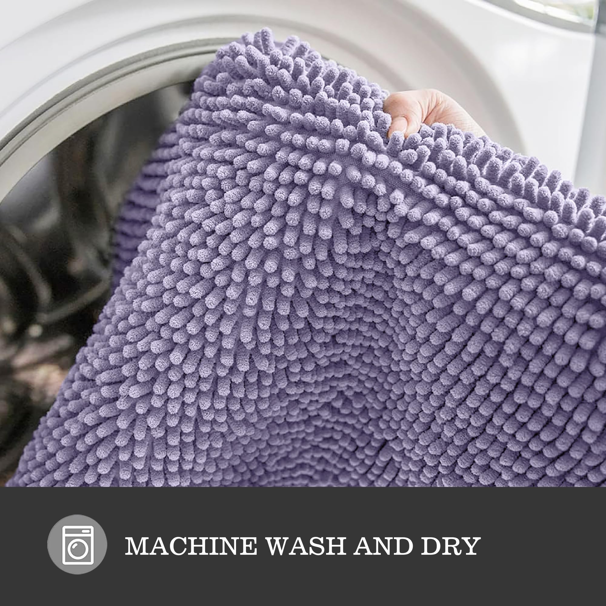 Yeaban Lavender Bathroom Rugs Sets 2 Piece - Thick Chenille Bath Mats | Absorbent And Washable Bath Rug Non-Slip, Plush And Soft