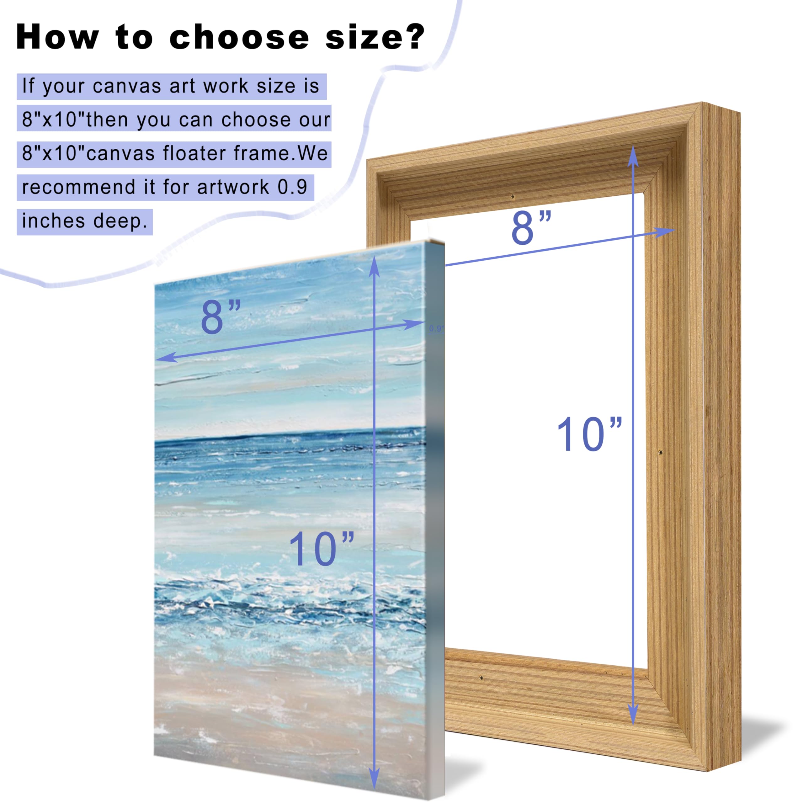 Yiviven Floater Frame For Canvas Painting Assembled, 7/8'' Deep Canvas Floater Frame, Floater Frames, Canvas Floating Frame, Flo