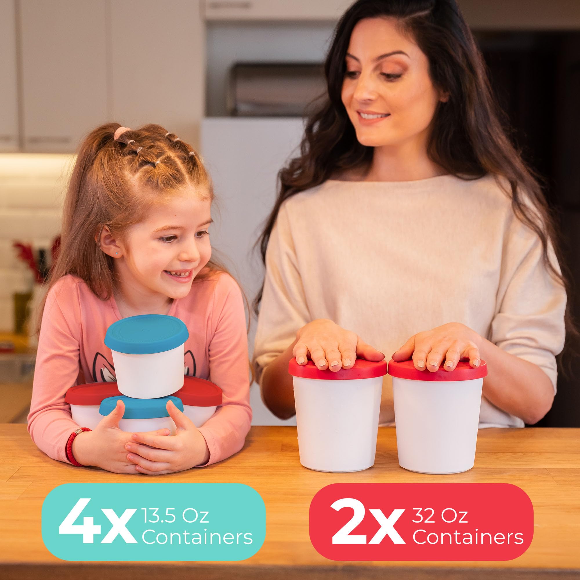 Starpack Ice Cream Containers For Homemade Ice Cream (6 Pcs) - Reusable Ice Cream Containers With Lids - Ice Cream Storage Conta