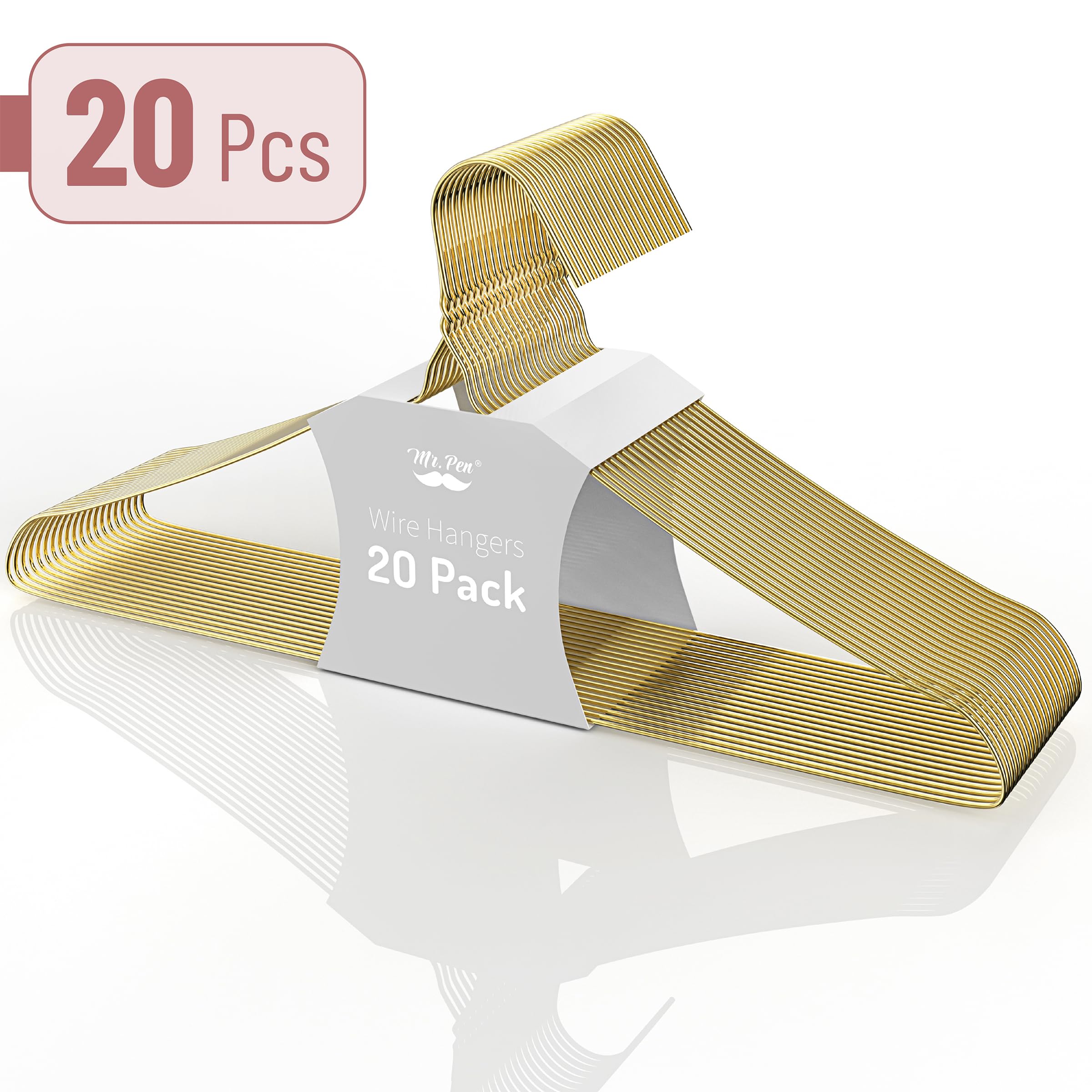 Mr. Pen Wire Hangers, 20 Pack, Gold Metal Clothes Hangers for Easy Organization